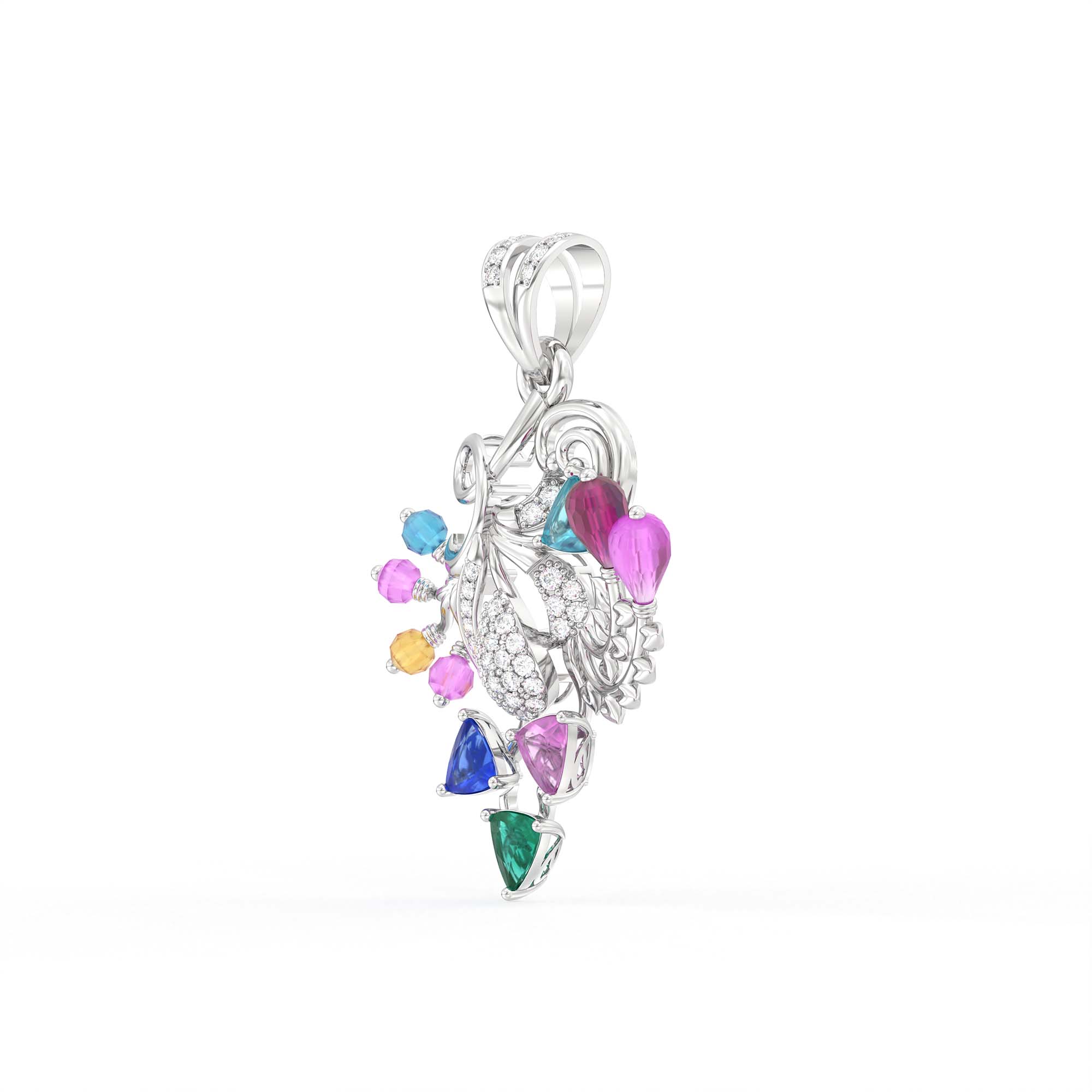 Lab-Grown Diamond Pendant for Women in 18K White Gold – 0.08 Ct, 38 Diamonds thumbnail