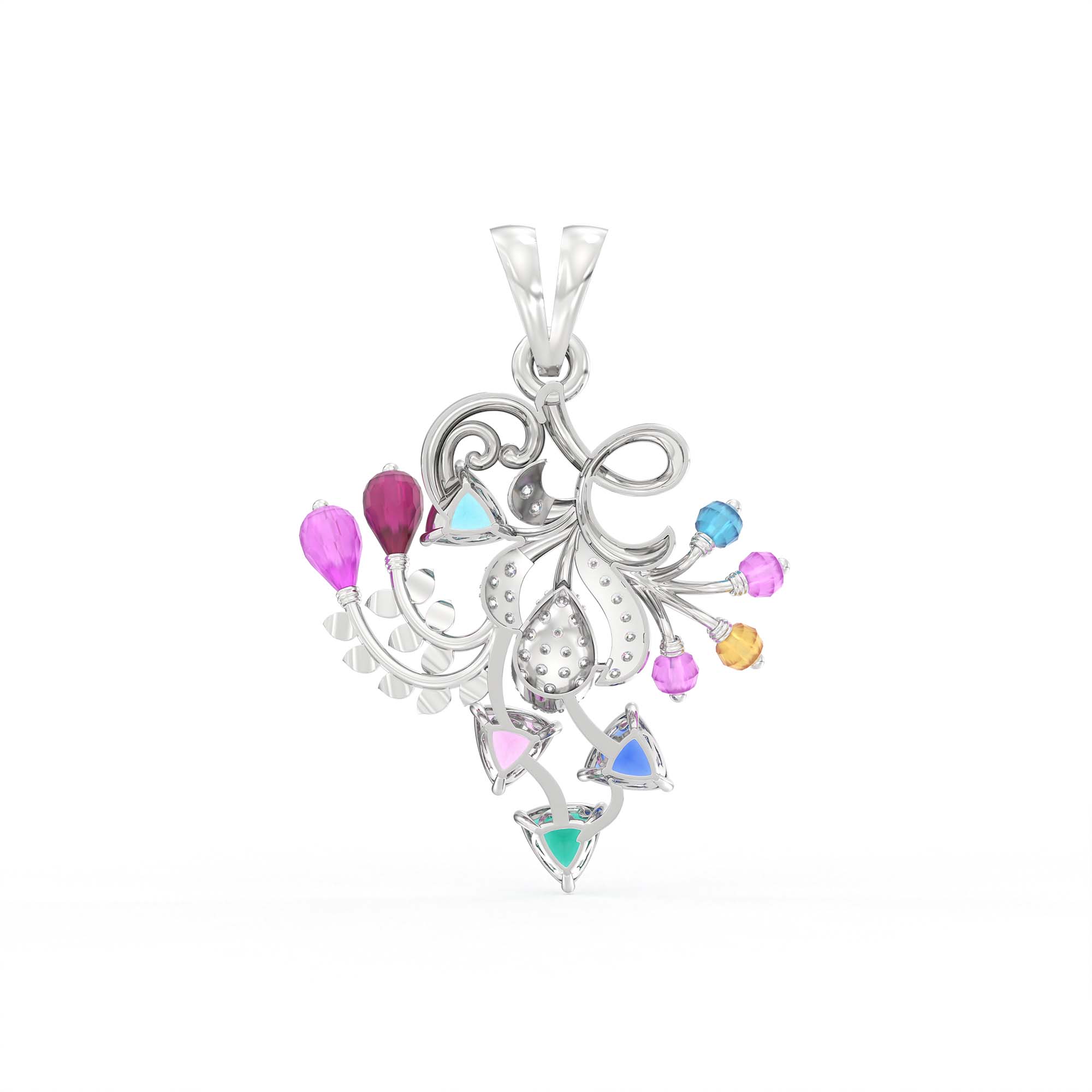 Lab-Grown Diamond Pendant for Women in 18K White Gold – 0.08 Ct, 38 Diamonds thumbnail