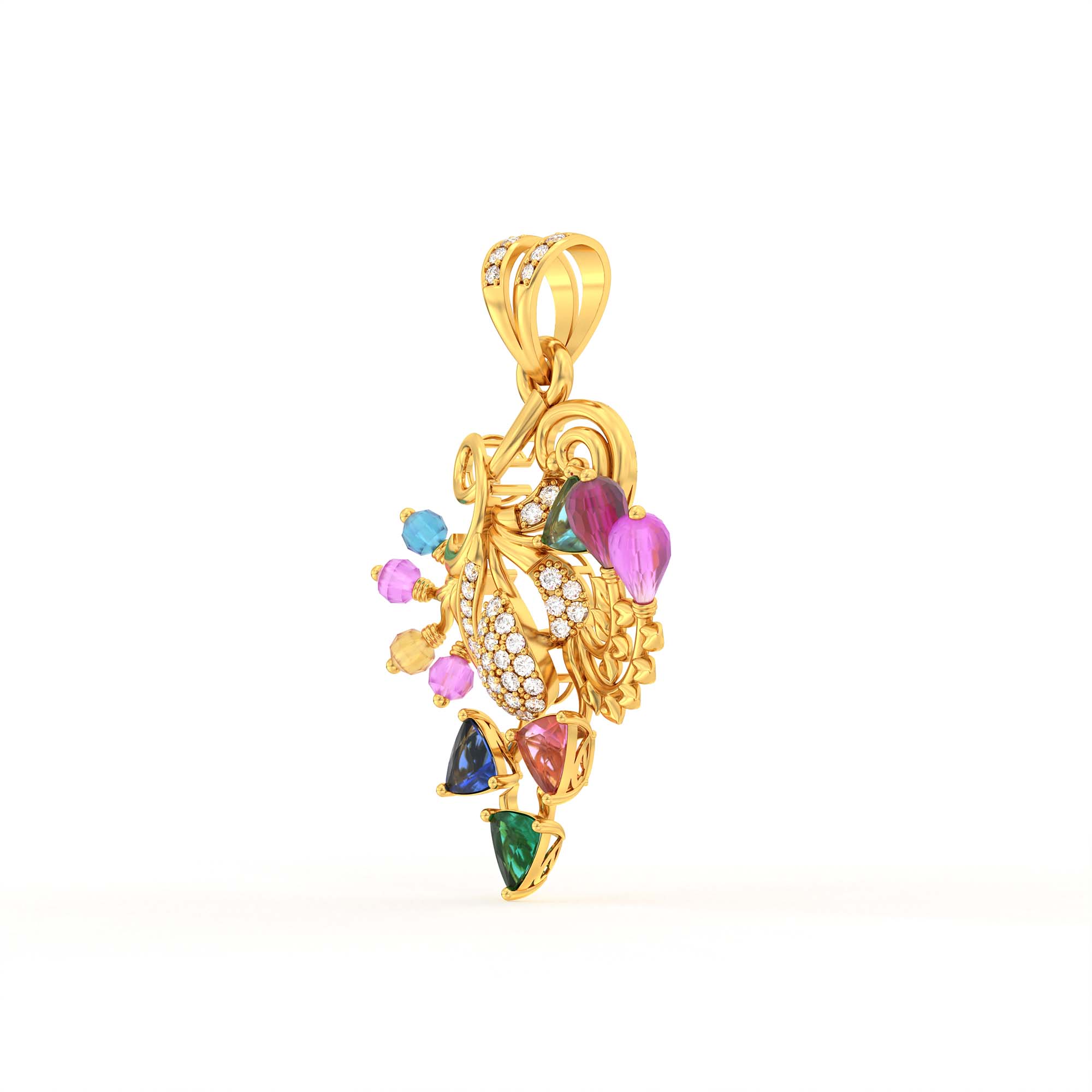 Lab-Grown Diamond Pendant for Women in 22K Yellow Gold – 0.08 Ct, 38 Diamonds thumbnail