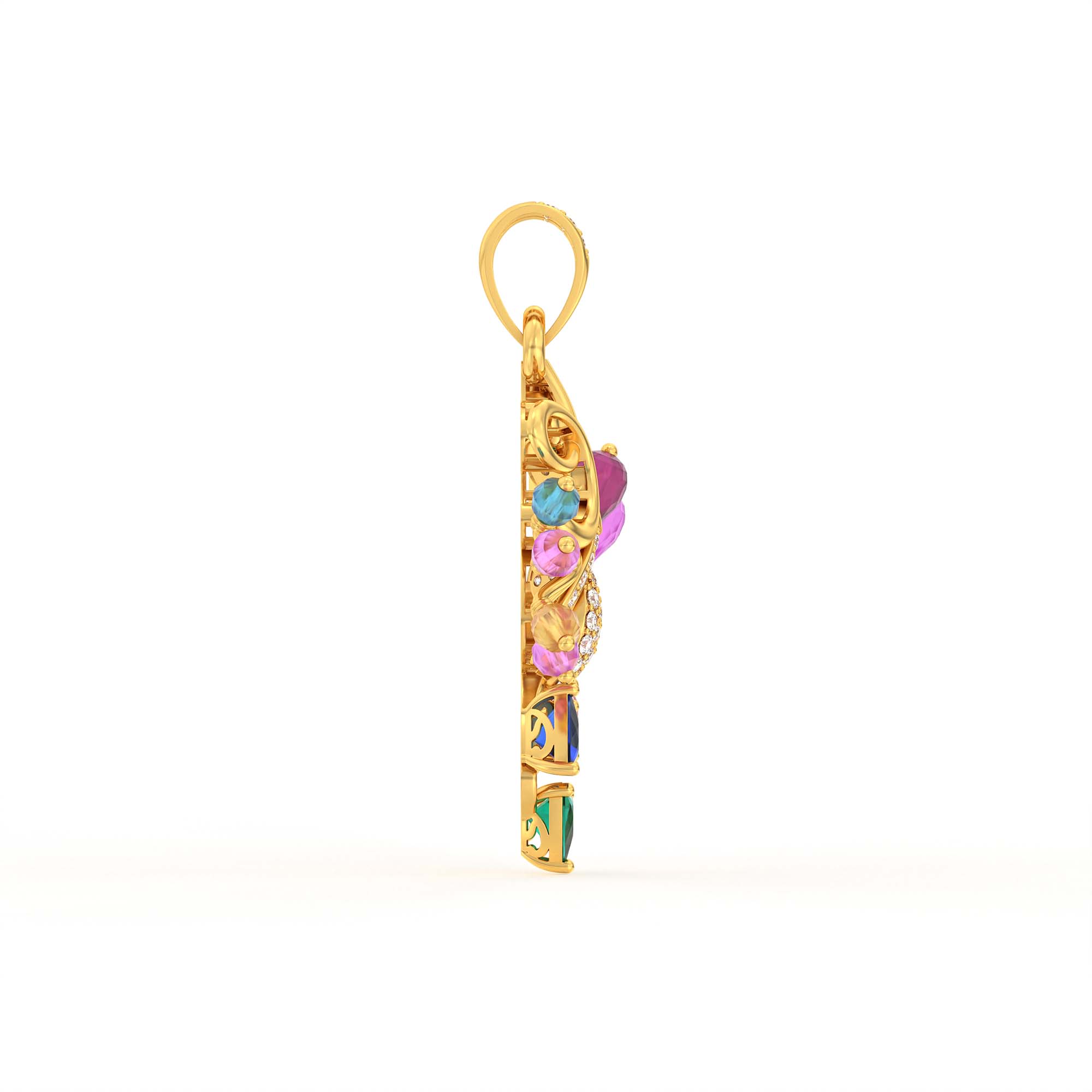 Lab-Grown Diamond Pendant for Women in 22K Yellow Gold – 0.08 Ct, 38 Diamonds thumbnail