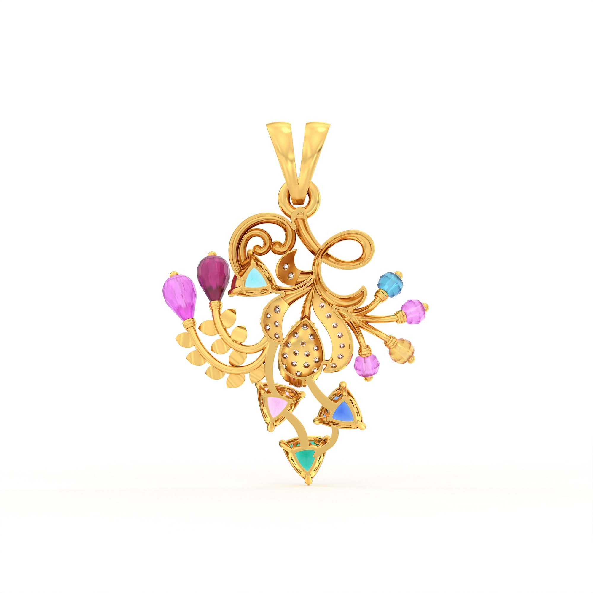 Lab-Grown Diamond Pendant for Women in 22K Yellow Gold – 0.08 Ct, 38 Diamonds thumbnail