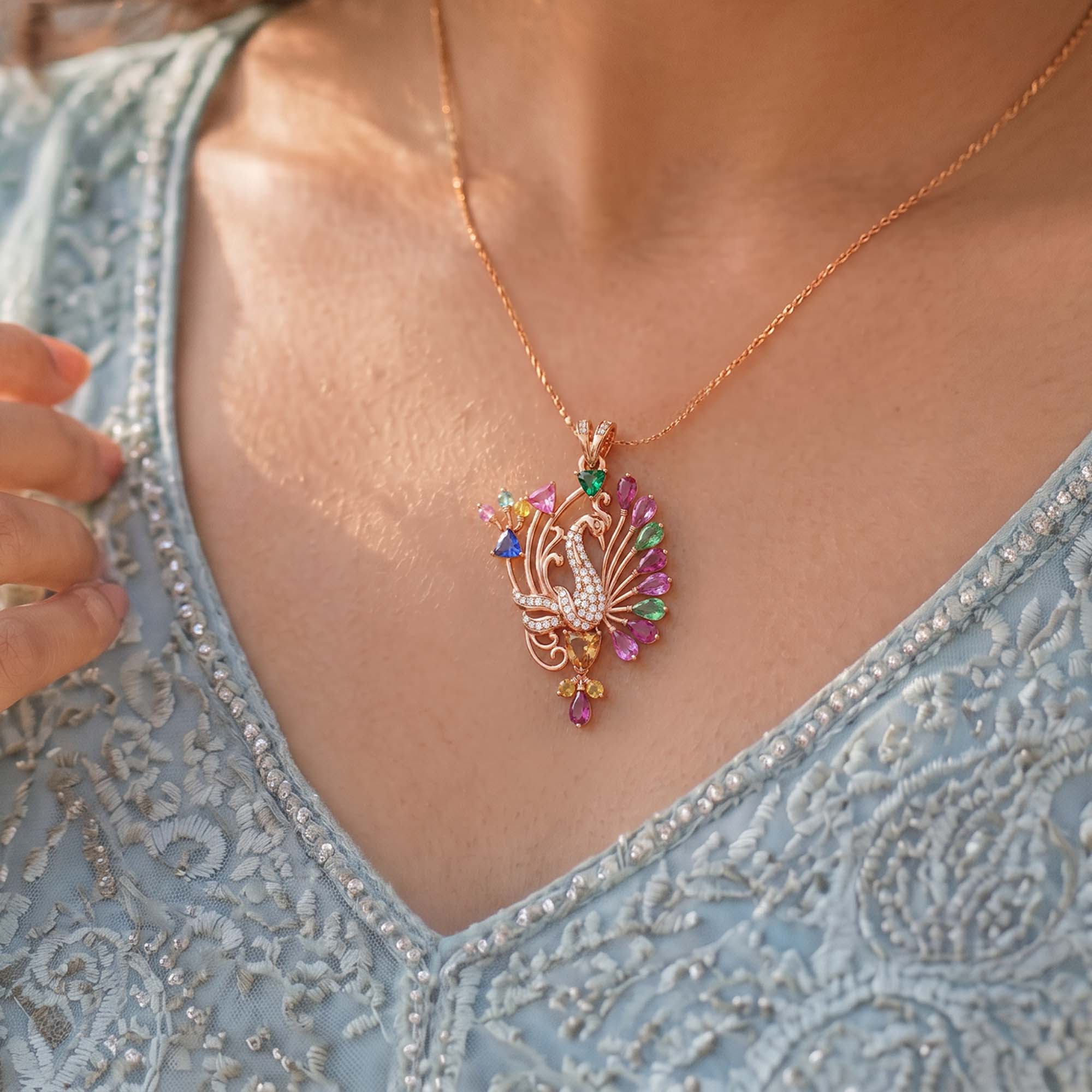 Lab-Grown Diamond Pendant for Women in 18K Rose Gold – 0.06 Ct, 51 Diamonds thumbnail