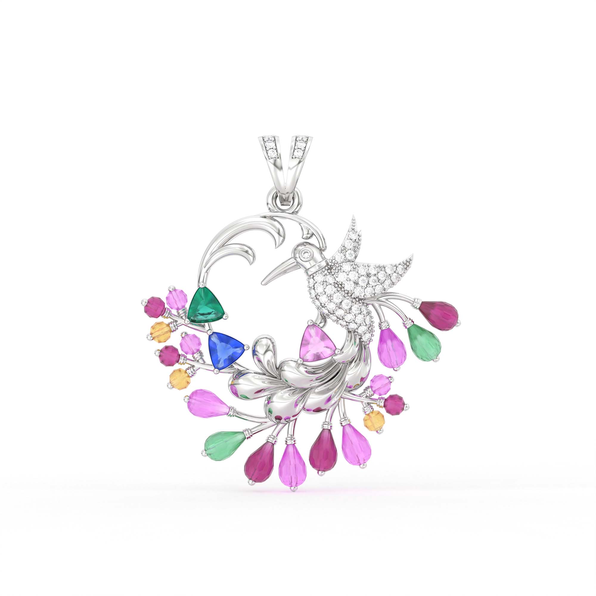 Lab-Grown Diamond Pendant for Women in 18K White Gold – 1.5 Ct, 50 Diamonds thumbnail