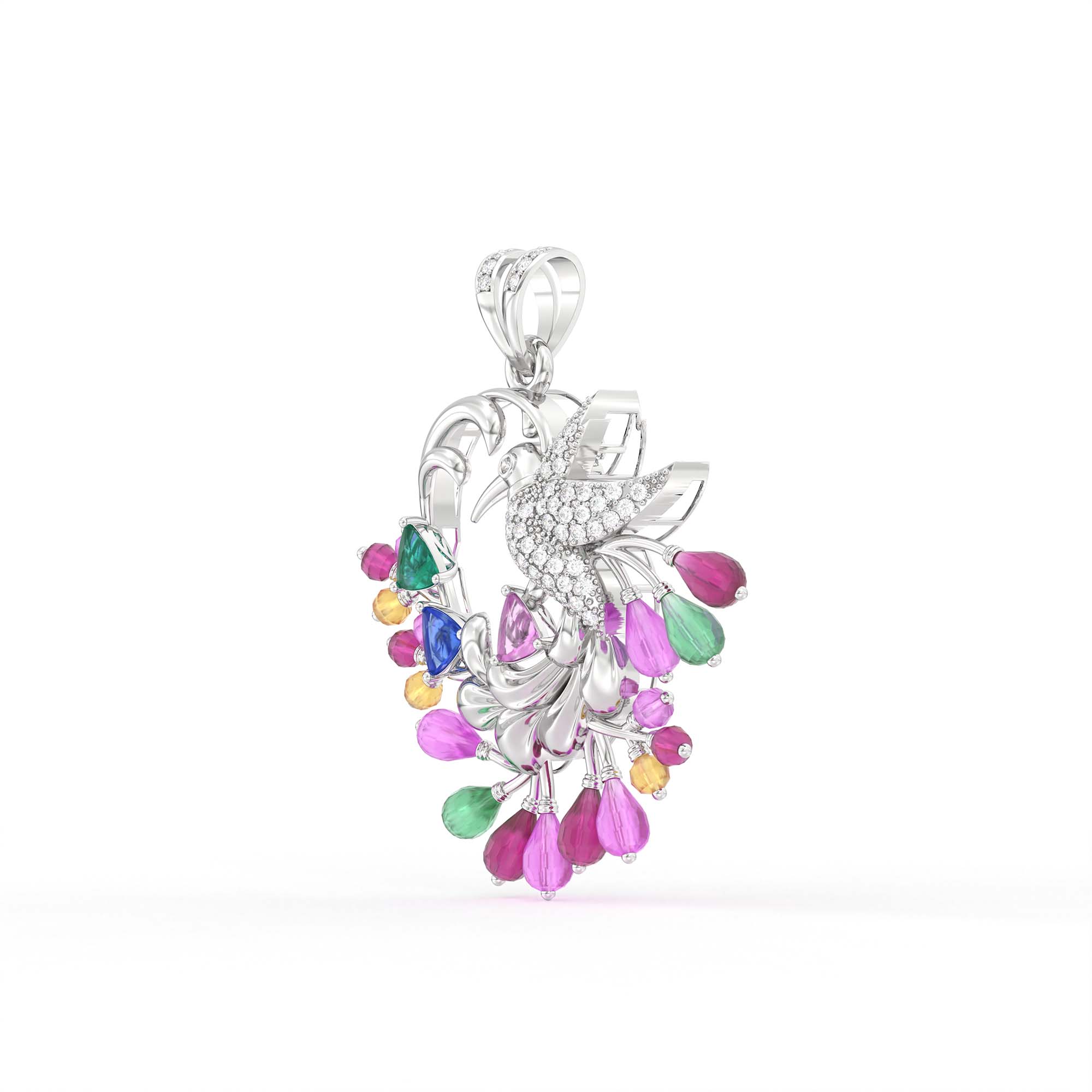 Lab-Grown Diamond Pendant for Women in 18K White Gold – 1.5 Ct, 50 Diamonds thumbnail