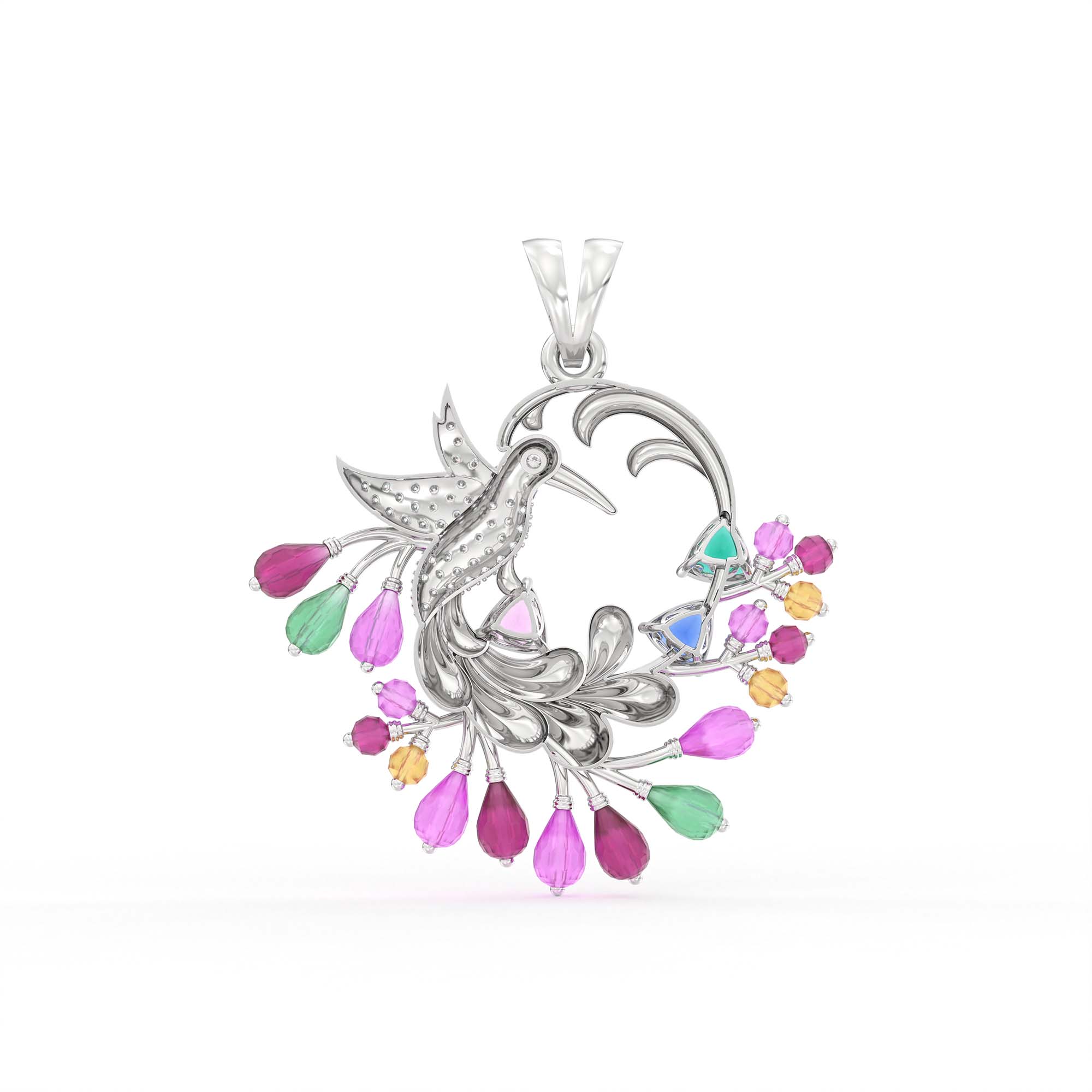 Lab-Grown Diamond Pendant for Women in 18K White Gold – 1.5 Ct, 50 Diamonds thumbnail