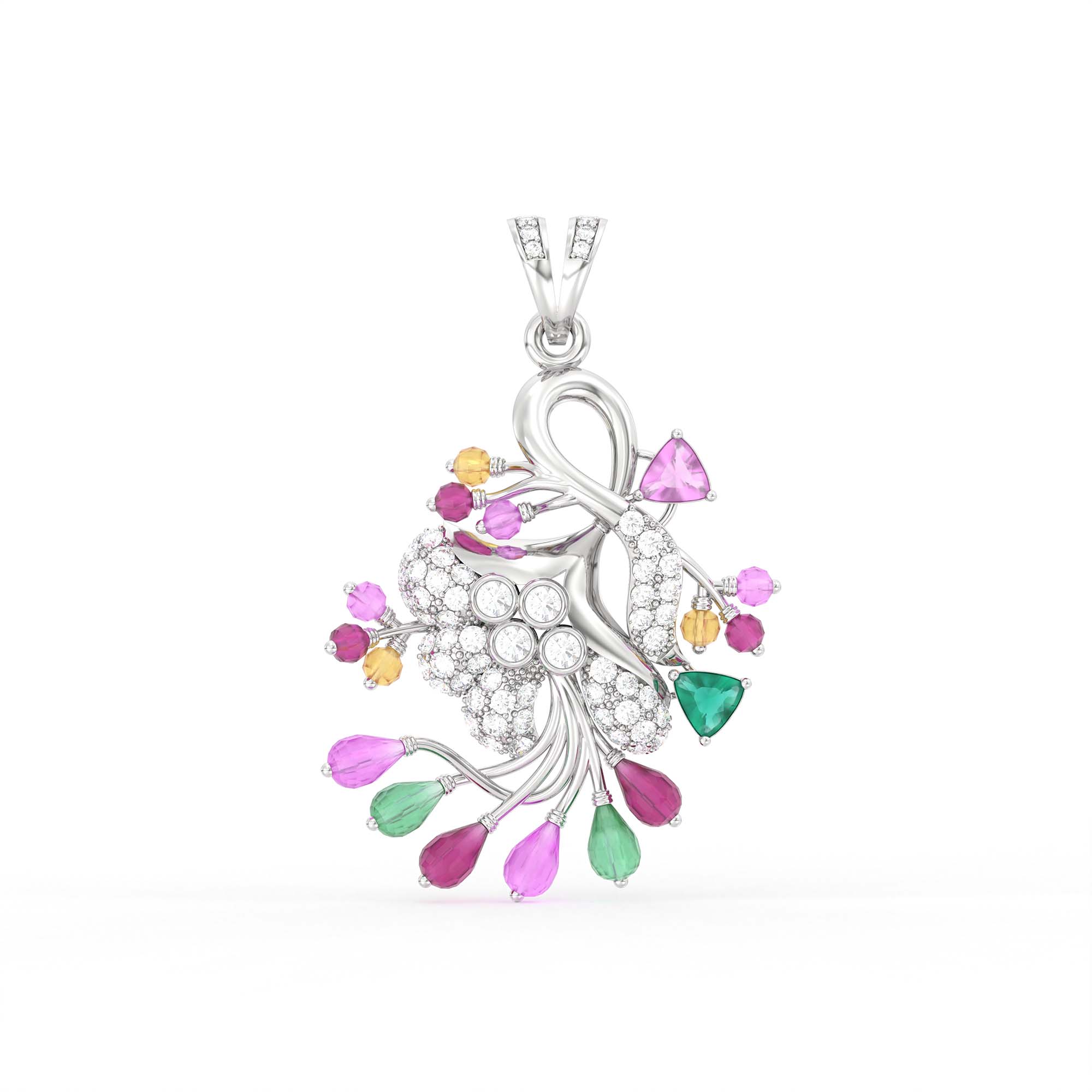 Lab-Grown Diamond Pendant for Women in 18K White Gold – 0.89 Ct, 59 Diamonds thumbnail