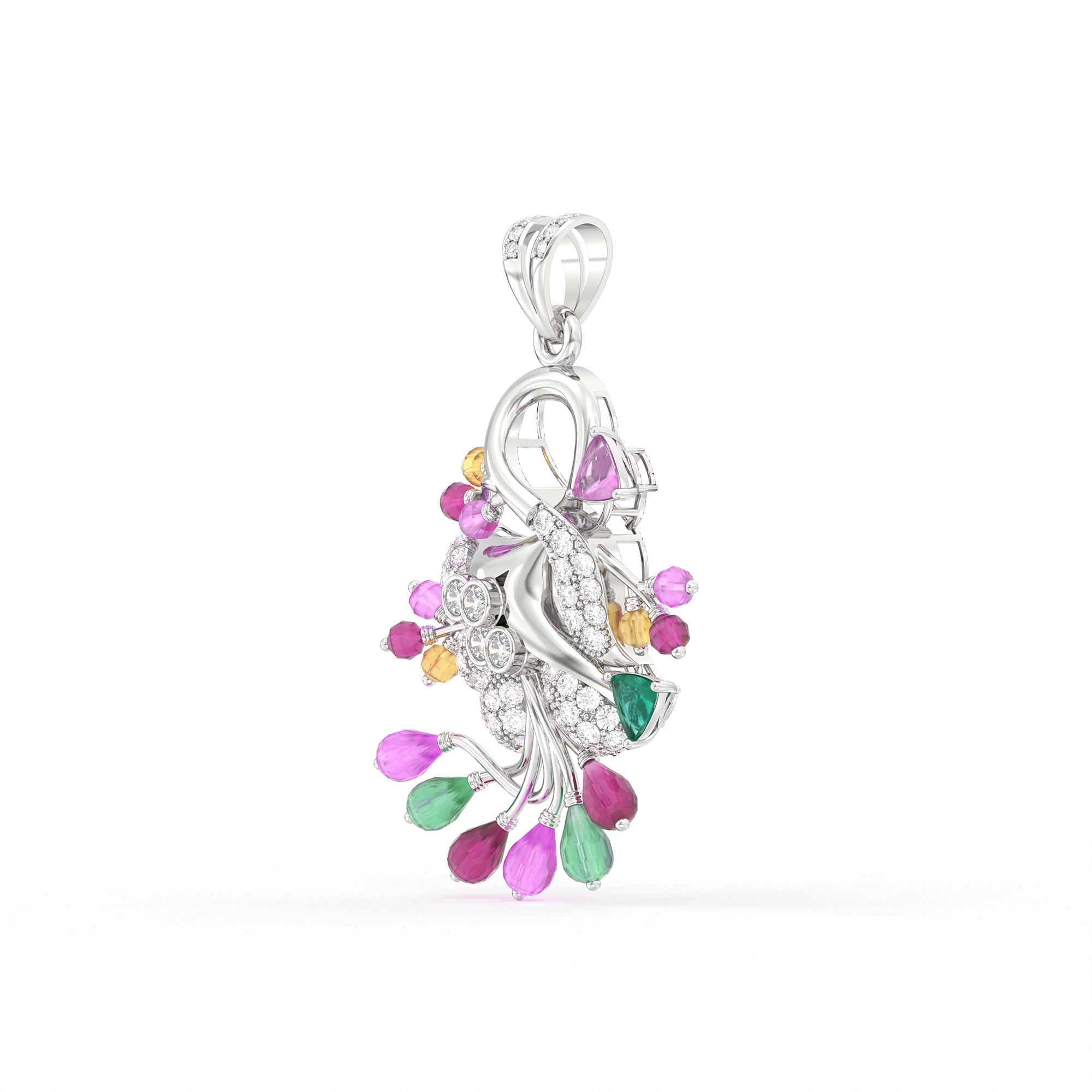 Lab-Grown Diamond Pendant for Women in 18K White Gold – 0.89 Ct, 59 Diamonds thumbnail