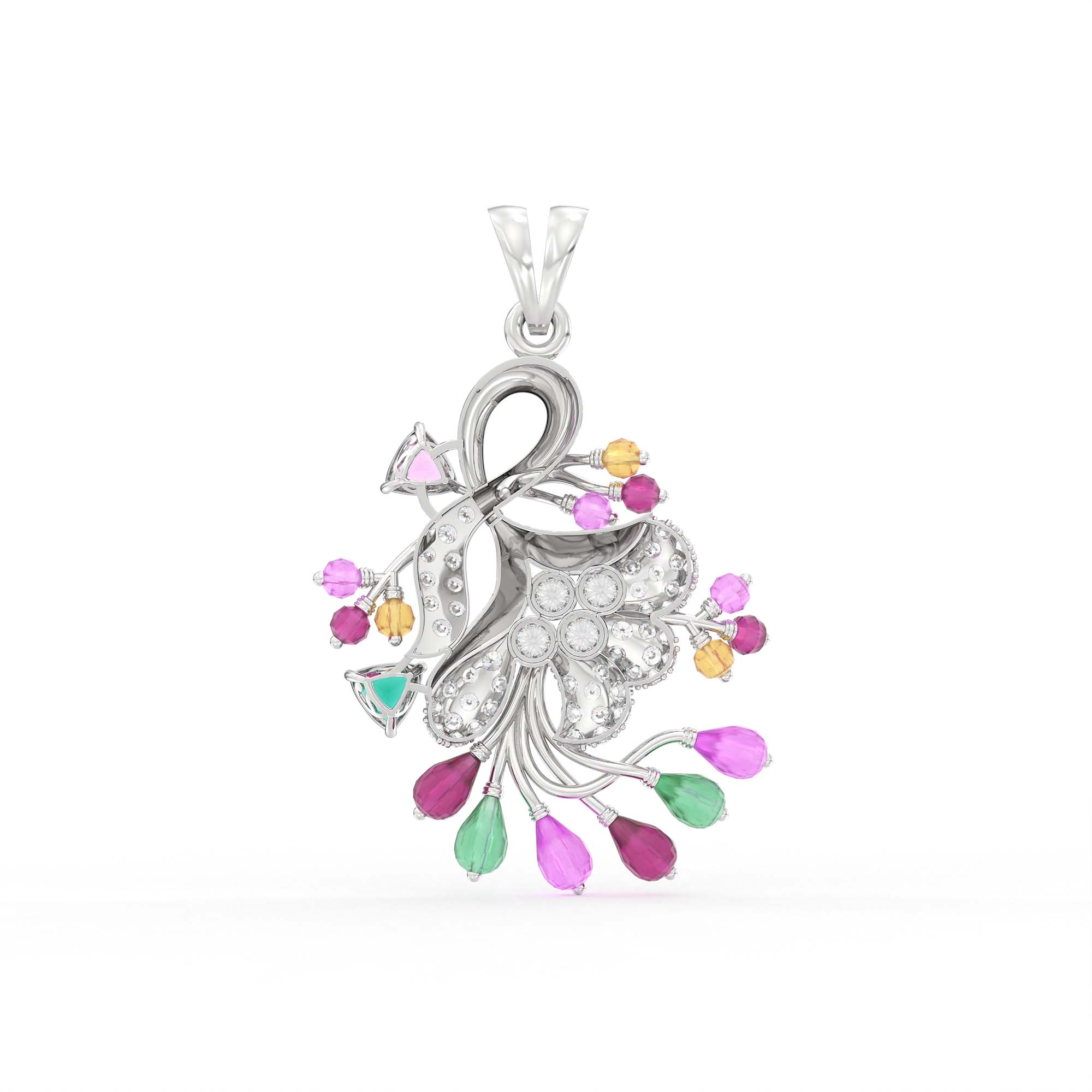 Lab-Grown Diamond Pendant for Women in 18K White Gold – 0.89 Ct, 59 Diamonds thumbnail