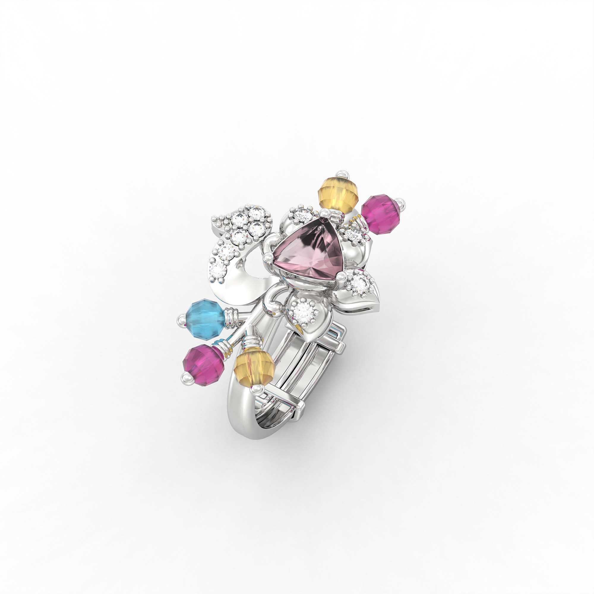 Lab-Grown Diamond Ring for Women in 18K White Gold – 0.06 Ct, 10 Diamonds thumbnail