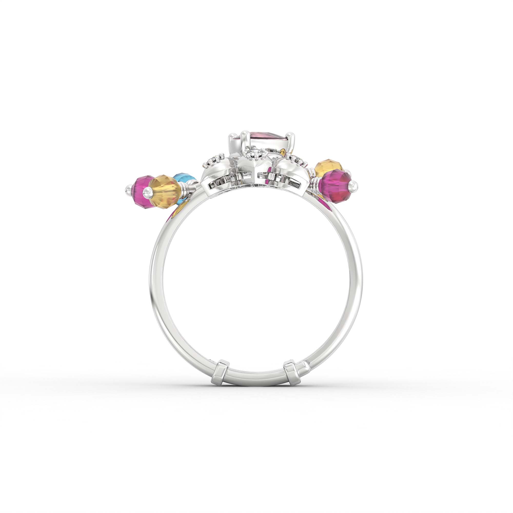Lab-Grown Diamond Ring for Women in 18K White Gold – 0.06 Ct, 10 Diamonds thumbnail