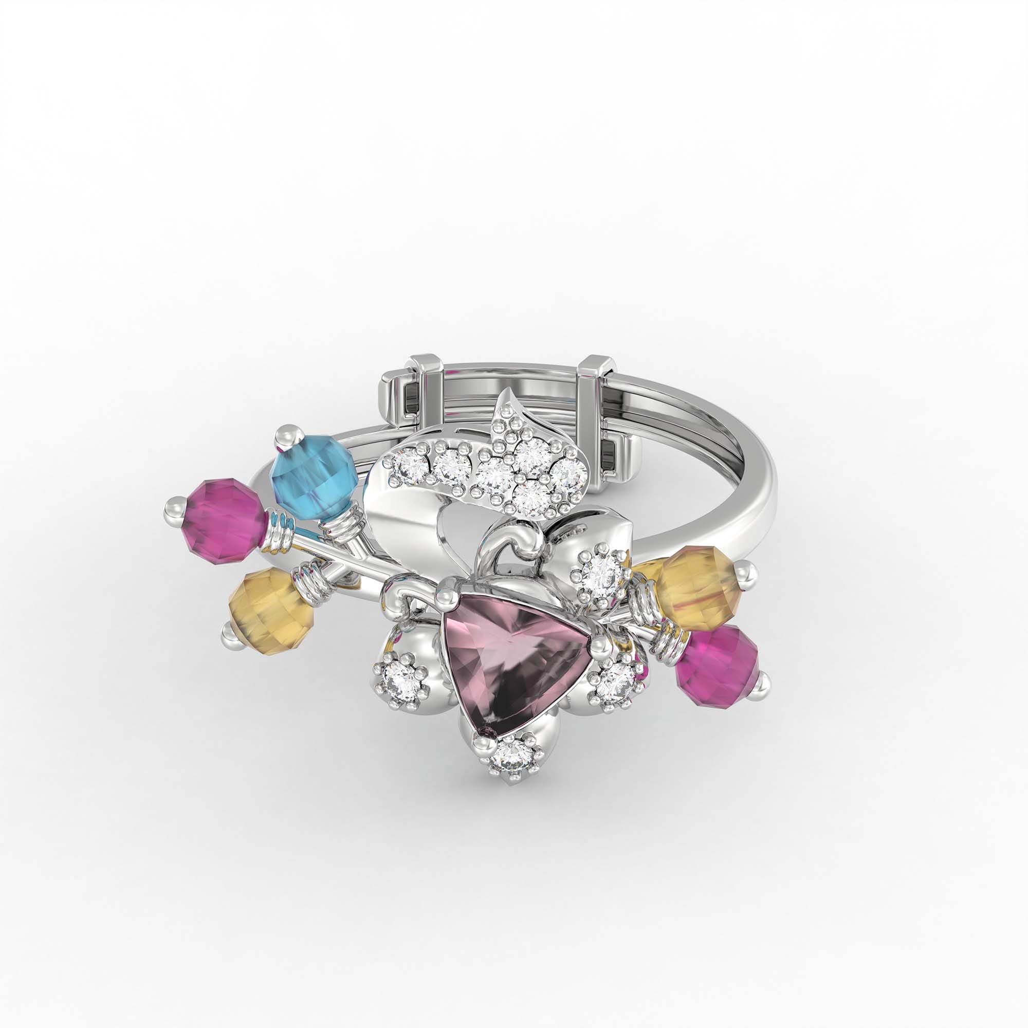 Lab-Grown Diamond Ring for Women in 18K White Gold – 0.06 Ct, 10 Diamonds thumbnail