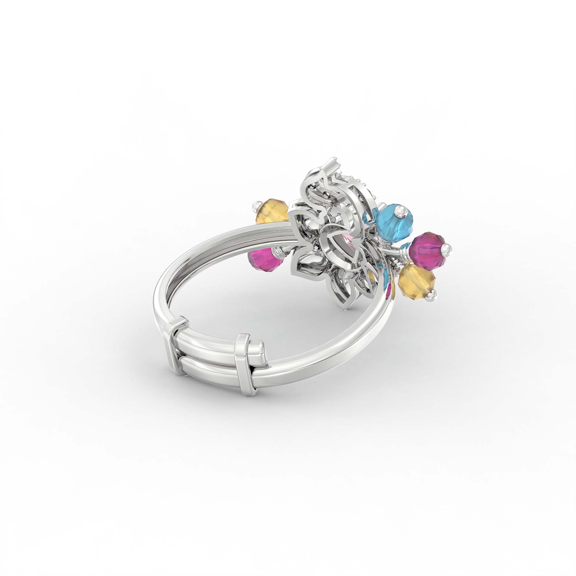 Lab-Grown Diamond Ring for Women in 18K White Gold – 0.06 Ct, 10 Diamonds thumbnail