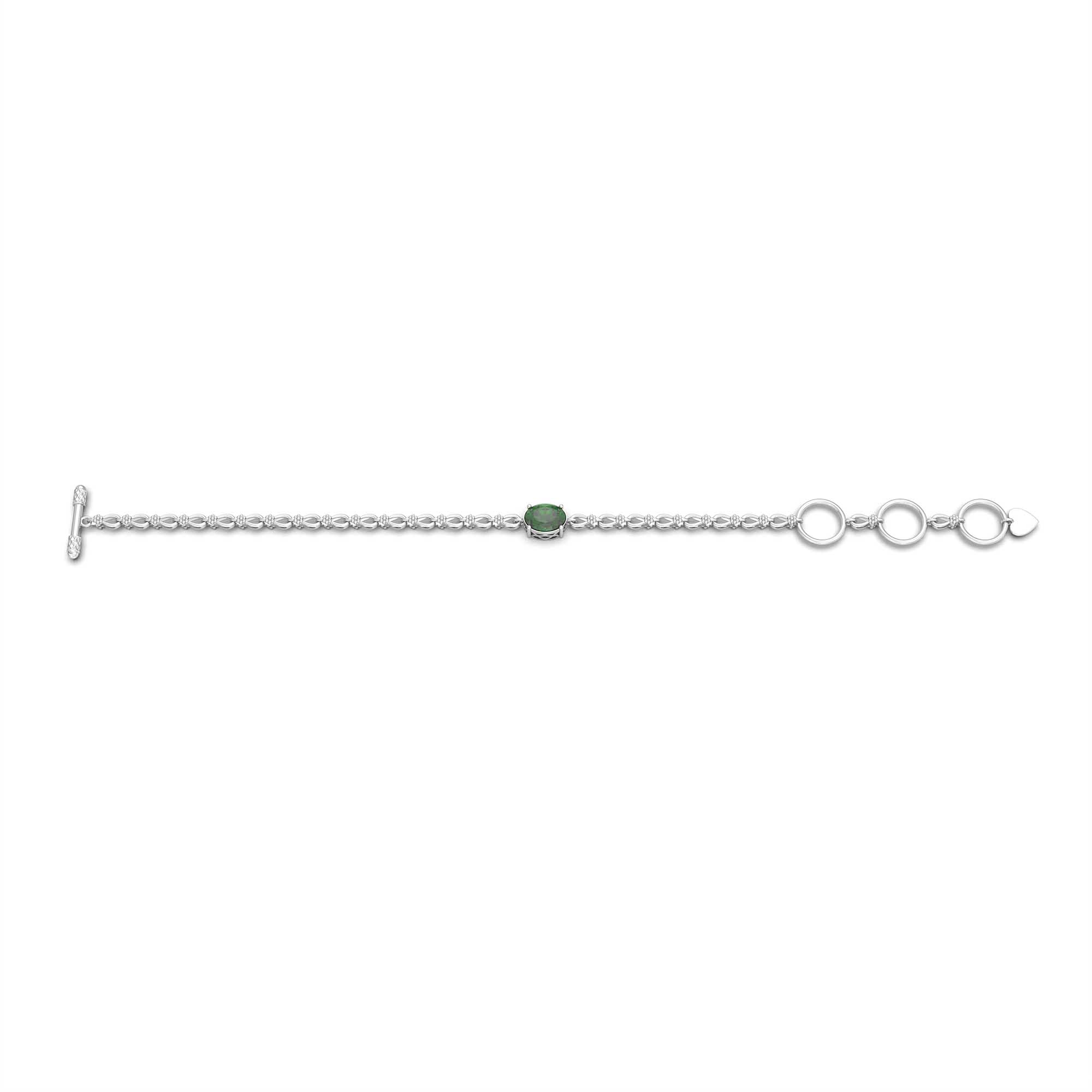 Emerald (Panna) Bracelet in 18K White Gold – Oval 8x6 mm, Prong Setting thumbnail