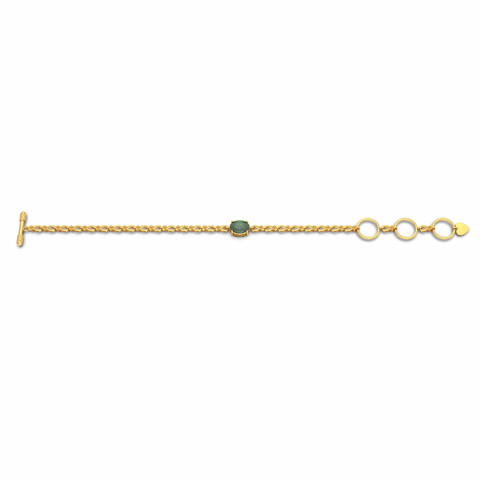 Emerald (Panna) Bracelet in 22K Yellow Gold – Oval 8x6 mm, Prong Setting thumbnail