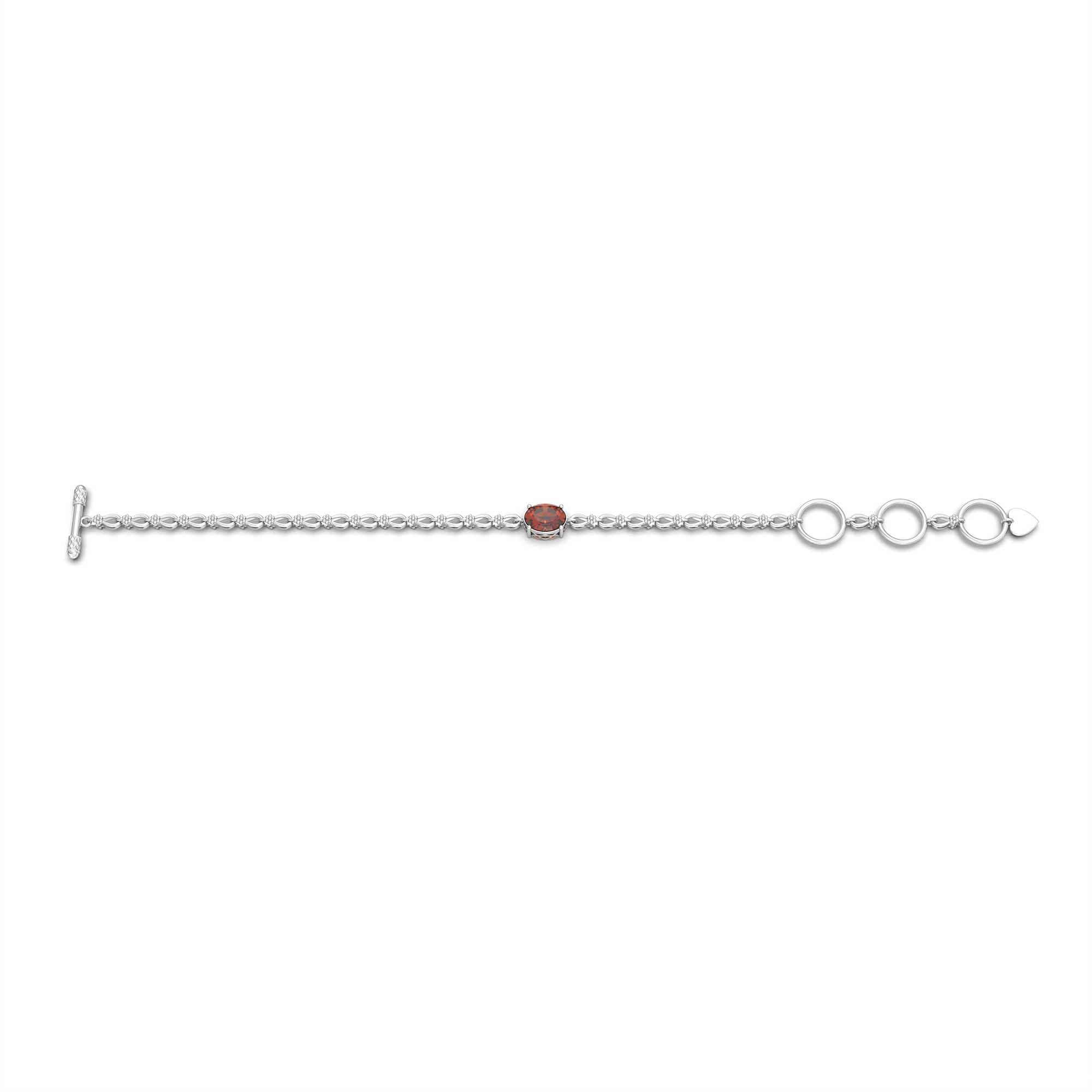 Hessonite (Gomed) Bracelet in 18K White Gold – Oval 8x6 mm, Prong Setting thumbnail