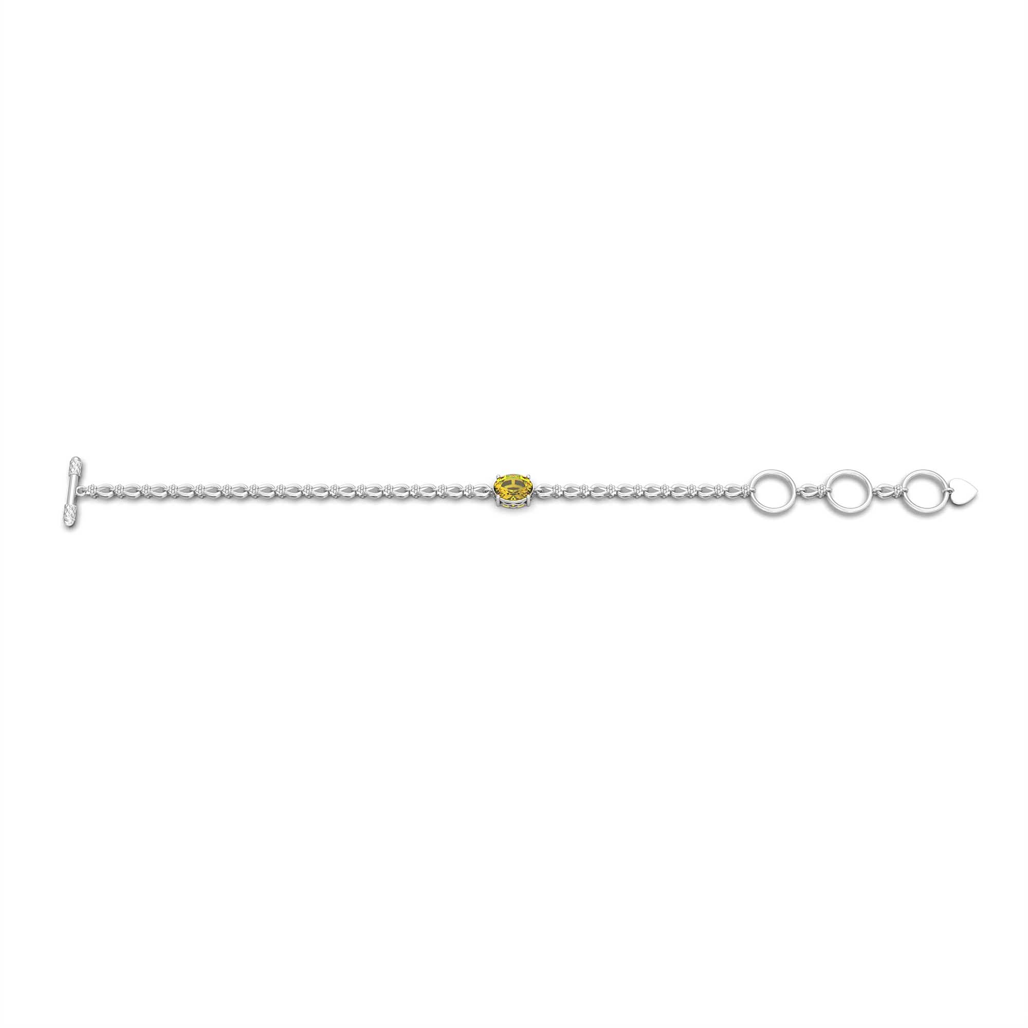 Yellow Sapphire (Pukhraj) Bracelet in 18K White Gold – Oval 8x6 mm, Prong Setting thumbnail