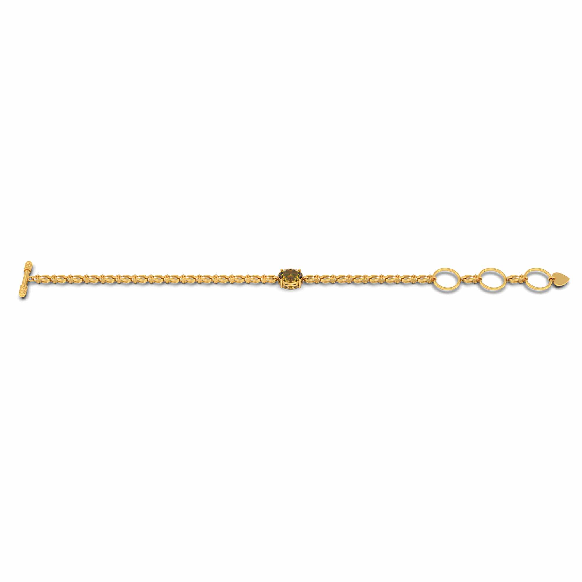 Yellow Sapphire (Pukhraj) Bracelet in 22K Yellow Gold – Oval 8x6 mm, Prong Setting thumbnail