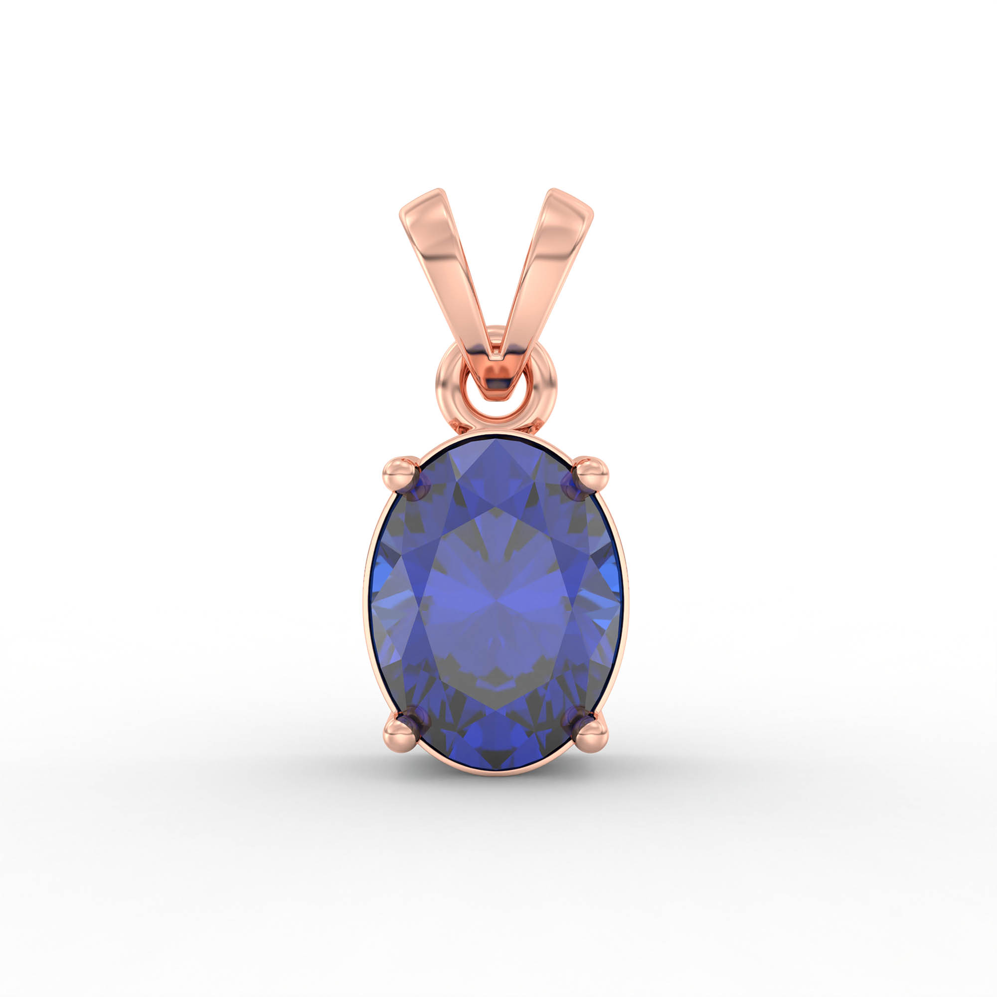 Blue Sapphire (Neelam) Pendant in 18K Rose Gold – Oval 8x6 mm, Prong Setting, 1 g (Design K1-1) thumbnail