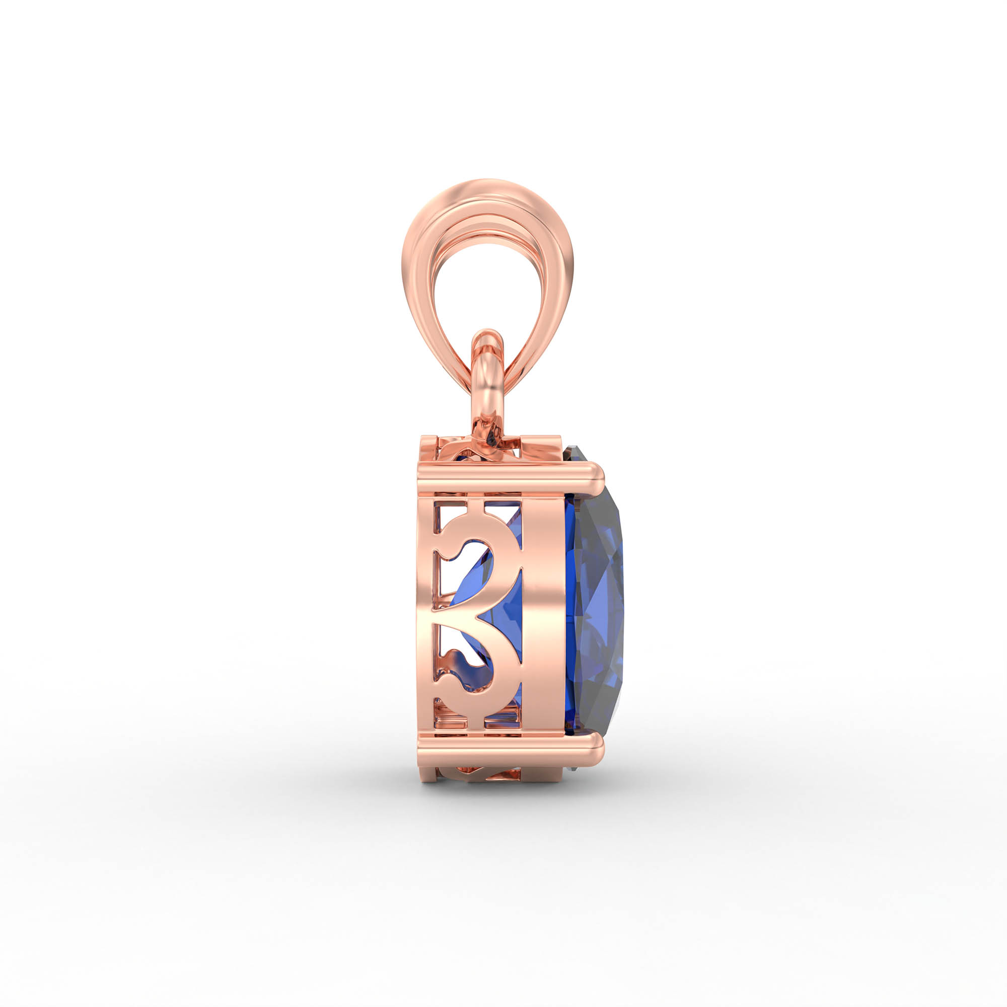 Blue Sapphire (Neelam) Pendant in 18K Rose Gold – Oval 8x6 mm, Prong Setting, 1 g (Design K1-1) thumbnail