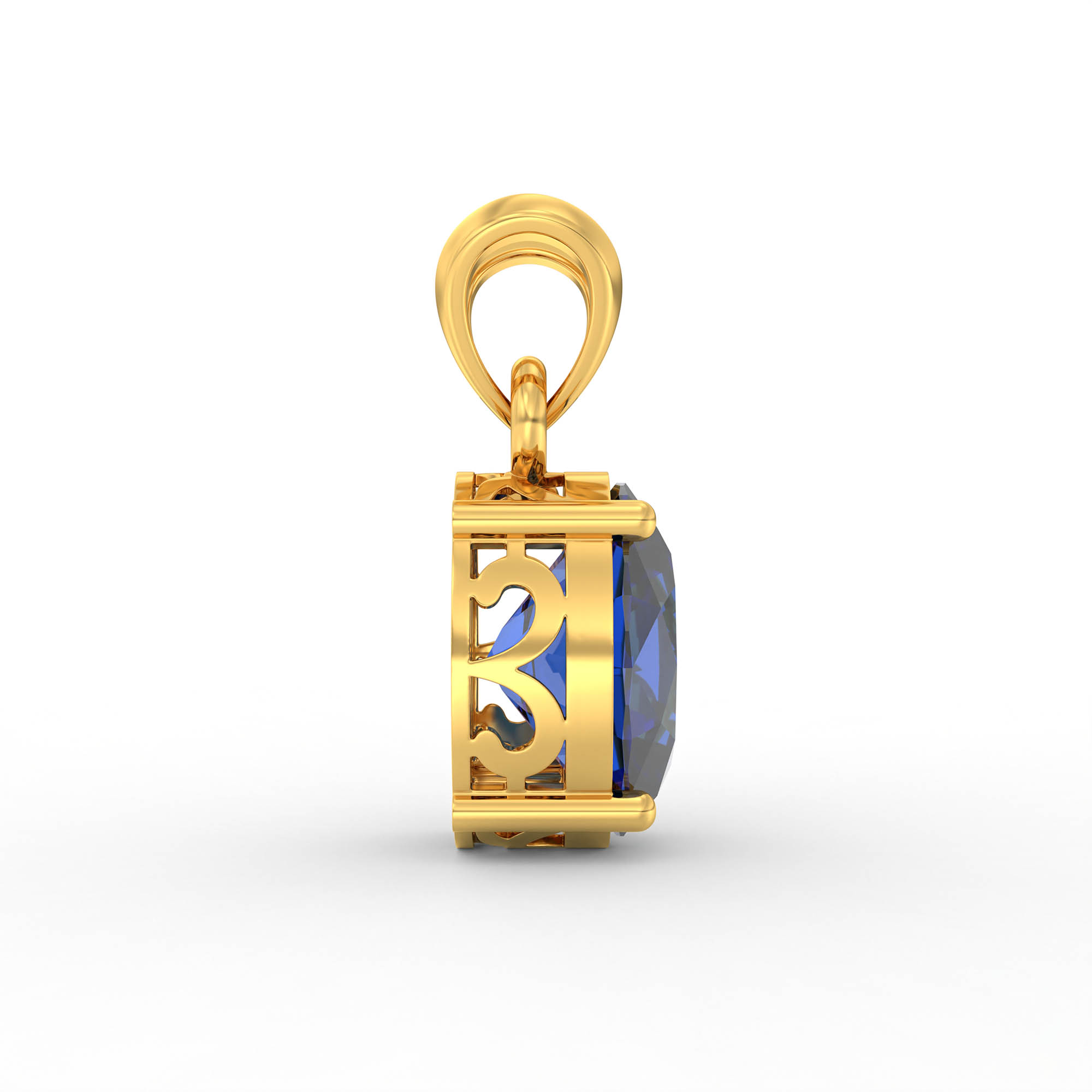 Blue Sapphire (Neelam) Pendant in 22K Yellow Gold – Oval 8x6 mm, Prong Setting, 1 g (Design K1-1) thumbnail
