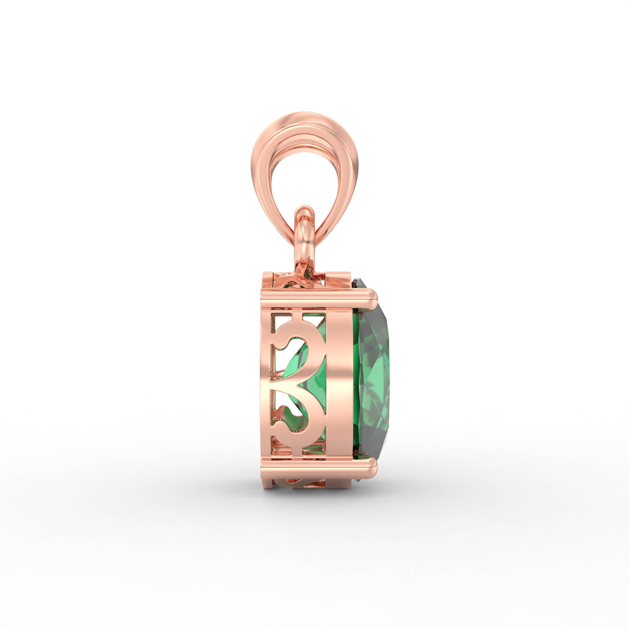 Emerald (Panna) Pendant in 18K Rose Gold – Oval 8x6 mm, Prong Setting, 1 g (Design K1-1) thumbnail