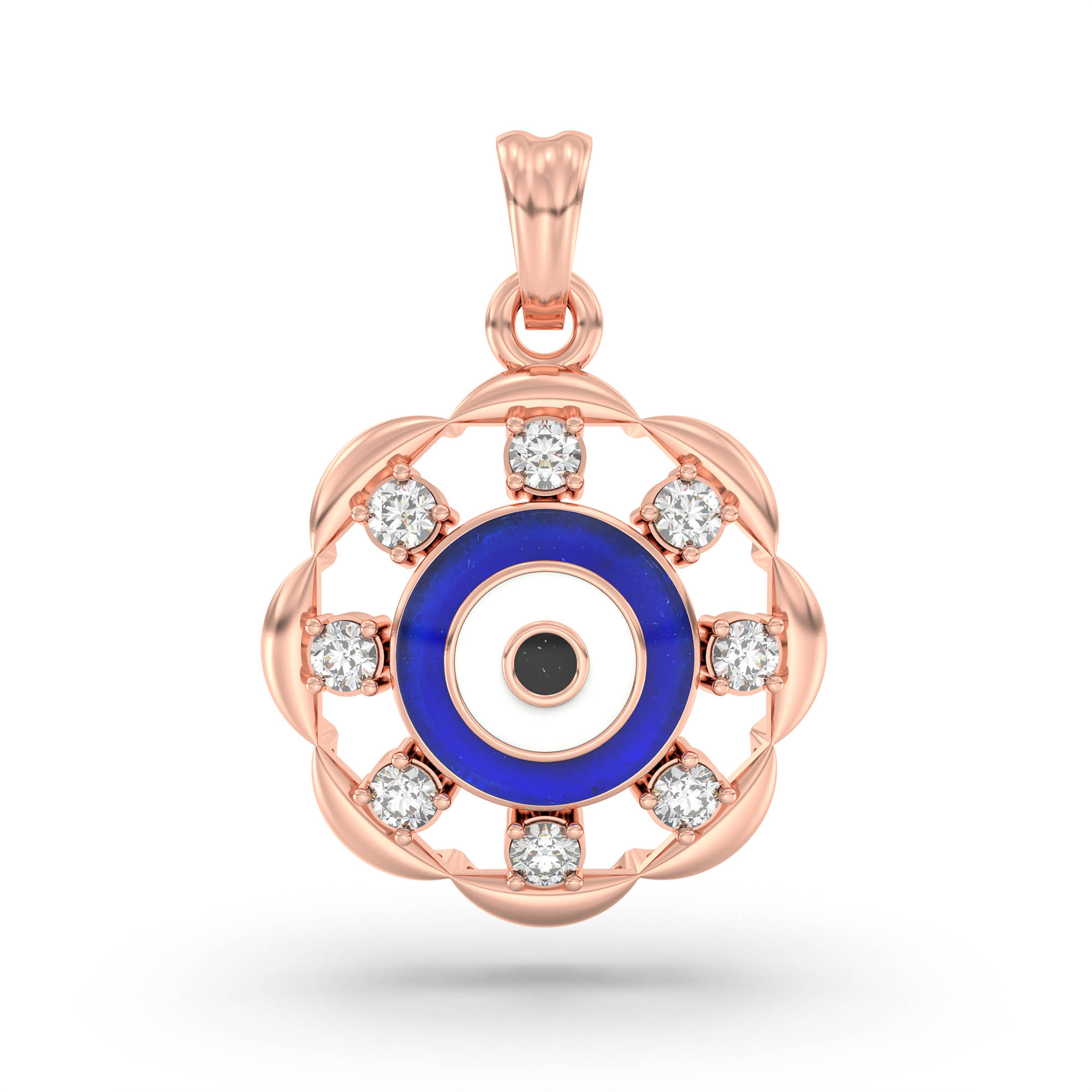 Evil Eye Pendant with Lab-Grown Diamonds in 18K Rose Gold – 0.2 Ct thumbnail