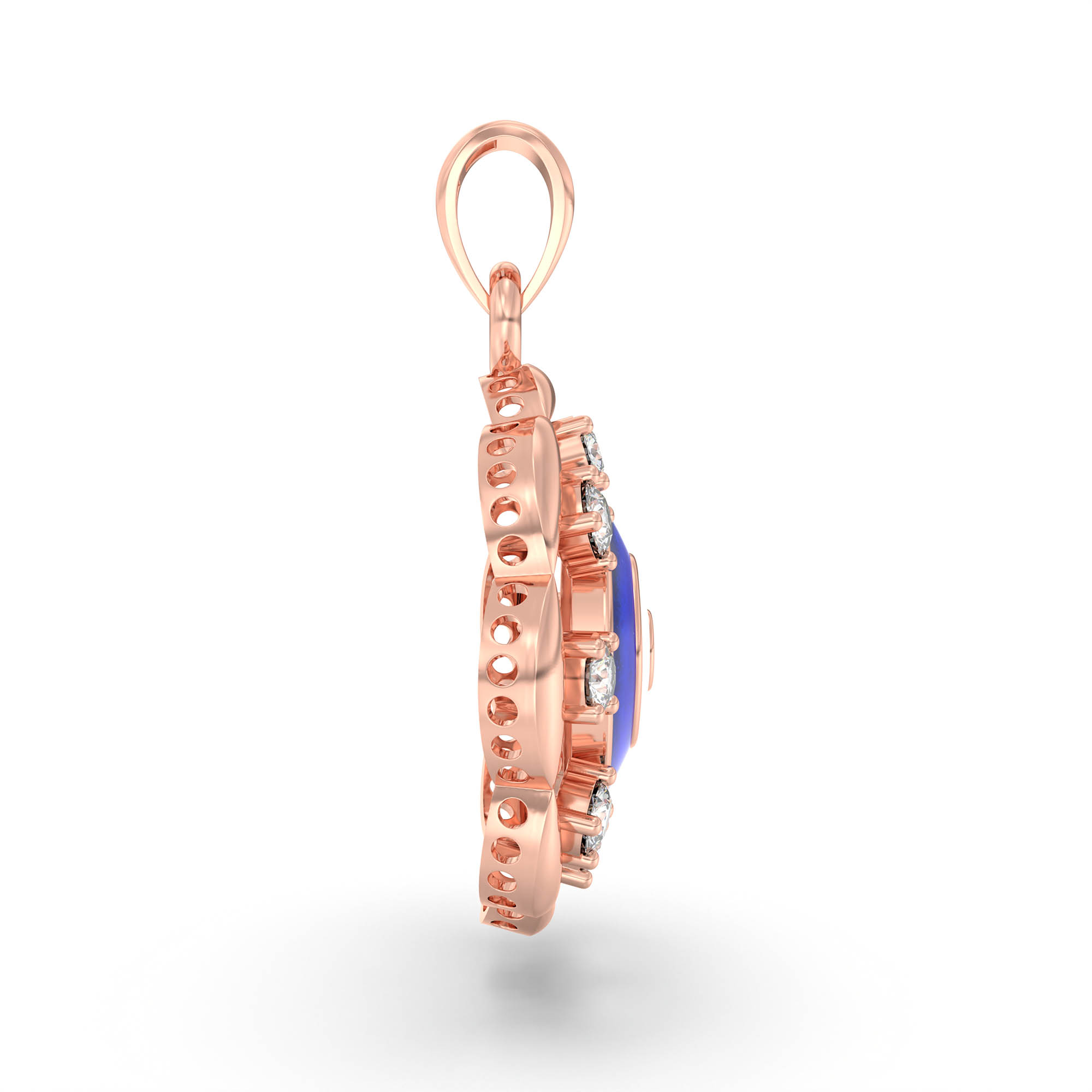 Evil Eye Pendant with Lab-Grown Diamonds in 18K Rose Gold – 0.2 Ct thumbnail