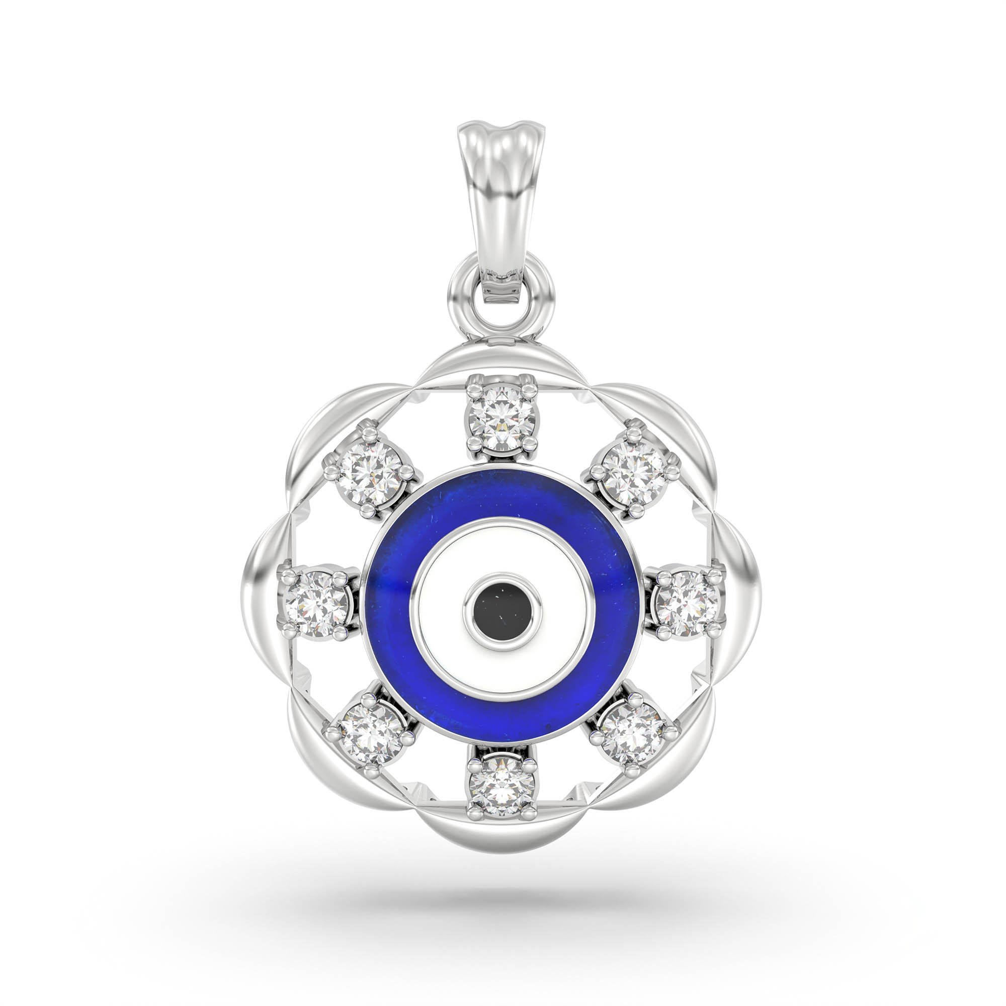 Evil Eye Pendant with Lab-Grown Diamonds in 18K White Gold – 0.2 Ct thumbnail