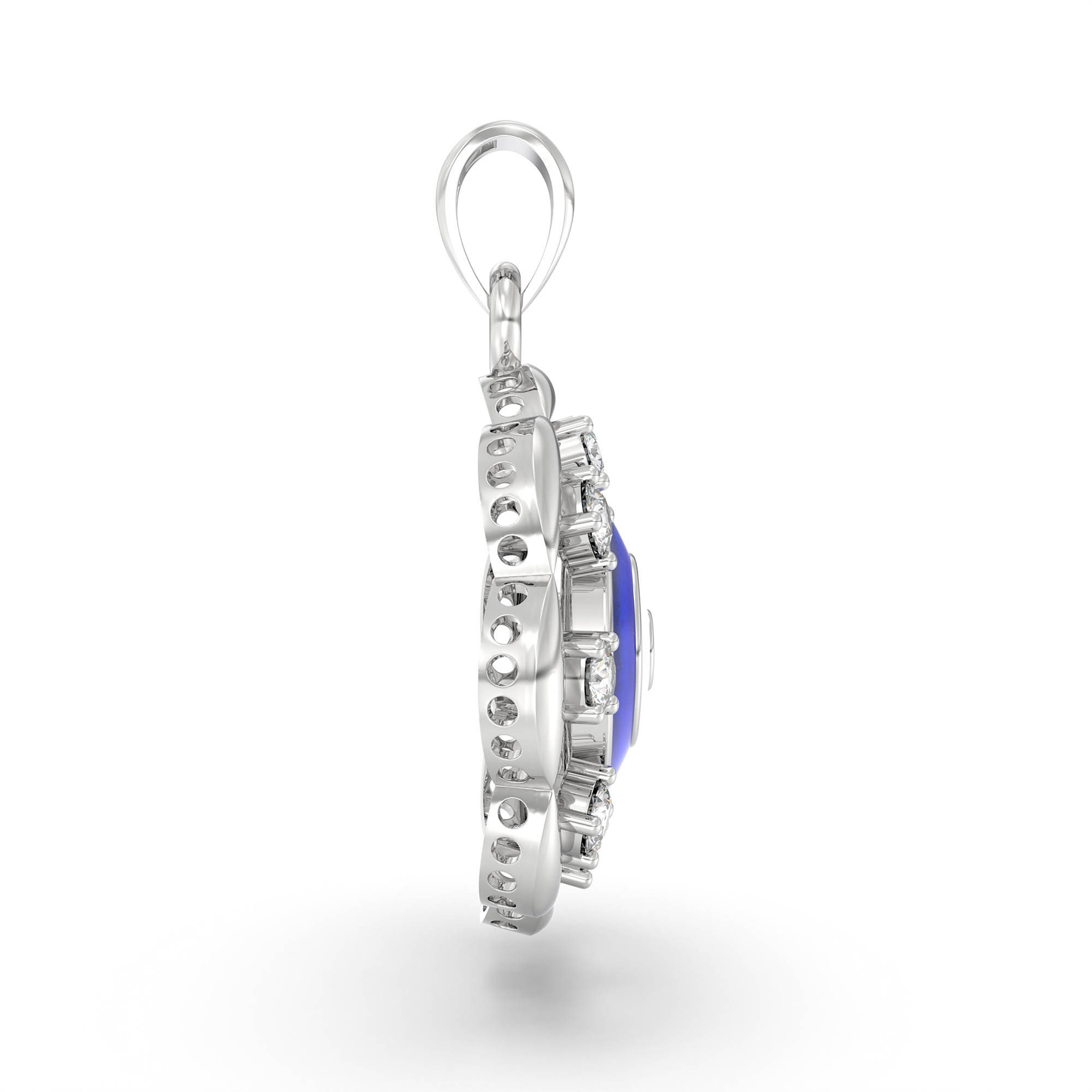 Evil Eye Pendant with Lab-Grown Diamonds in 18K White Gold – 0.2 Ct thumbnail