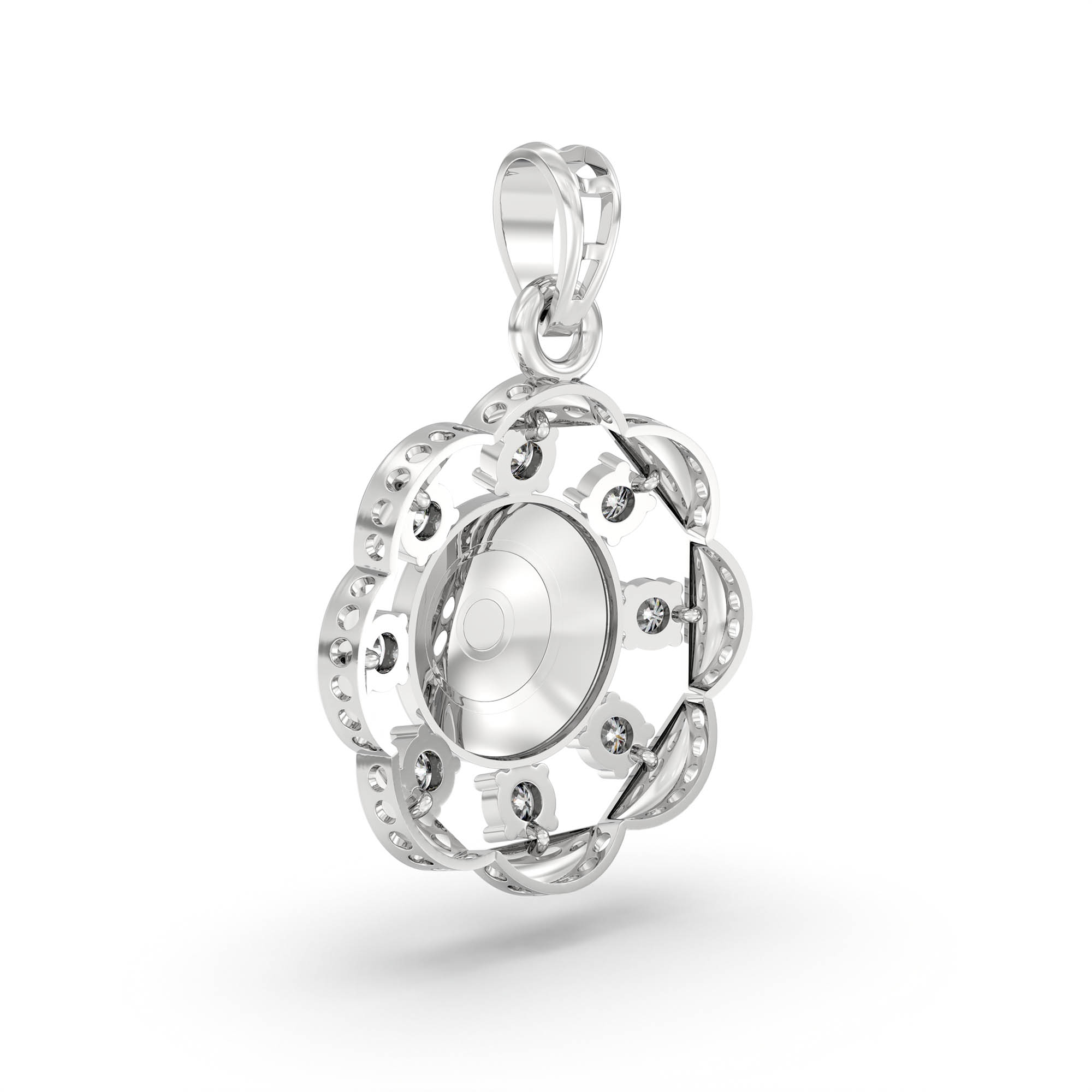 Evil Eye Pendant with Lab-Grown Diamonds in 18K White Gold – 0.2 Ct thumbnail