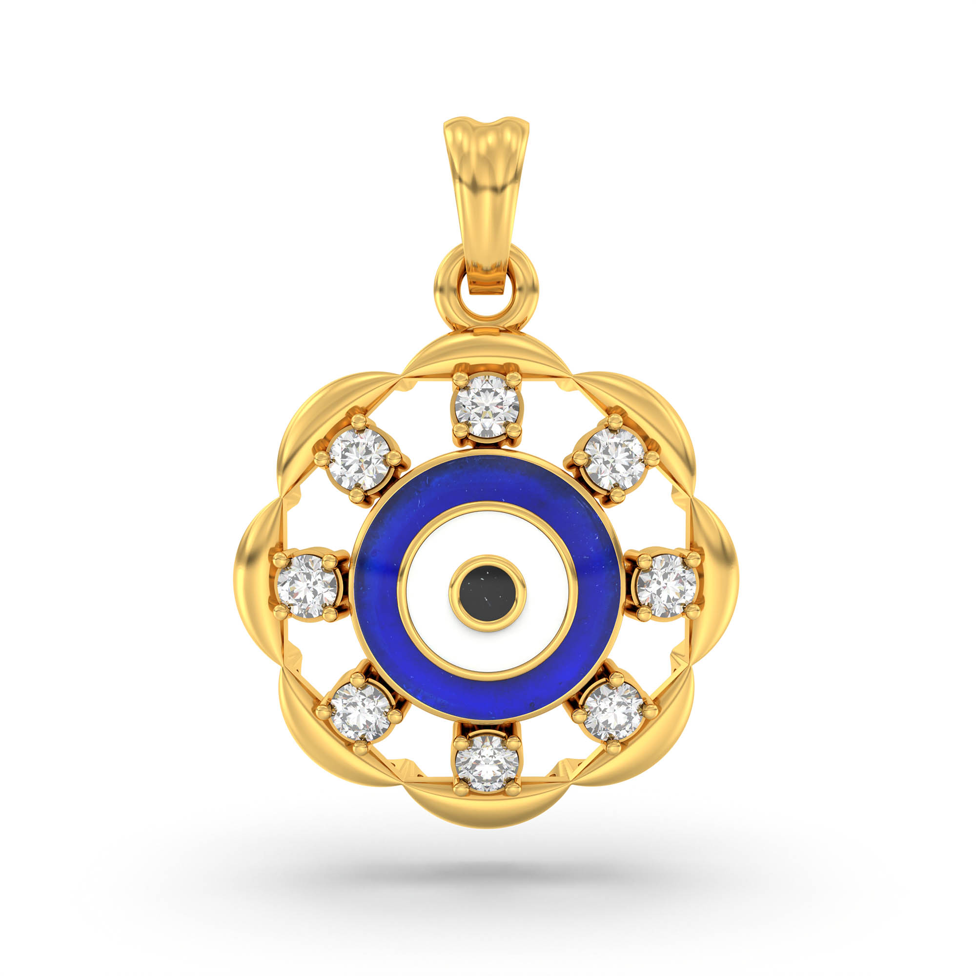 Evil Eye Pendant with Lab-Grown Diamonds in 22K Yellow Gold – 0.2 Ct thumbnail