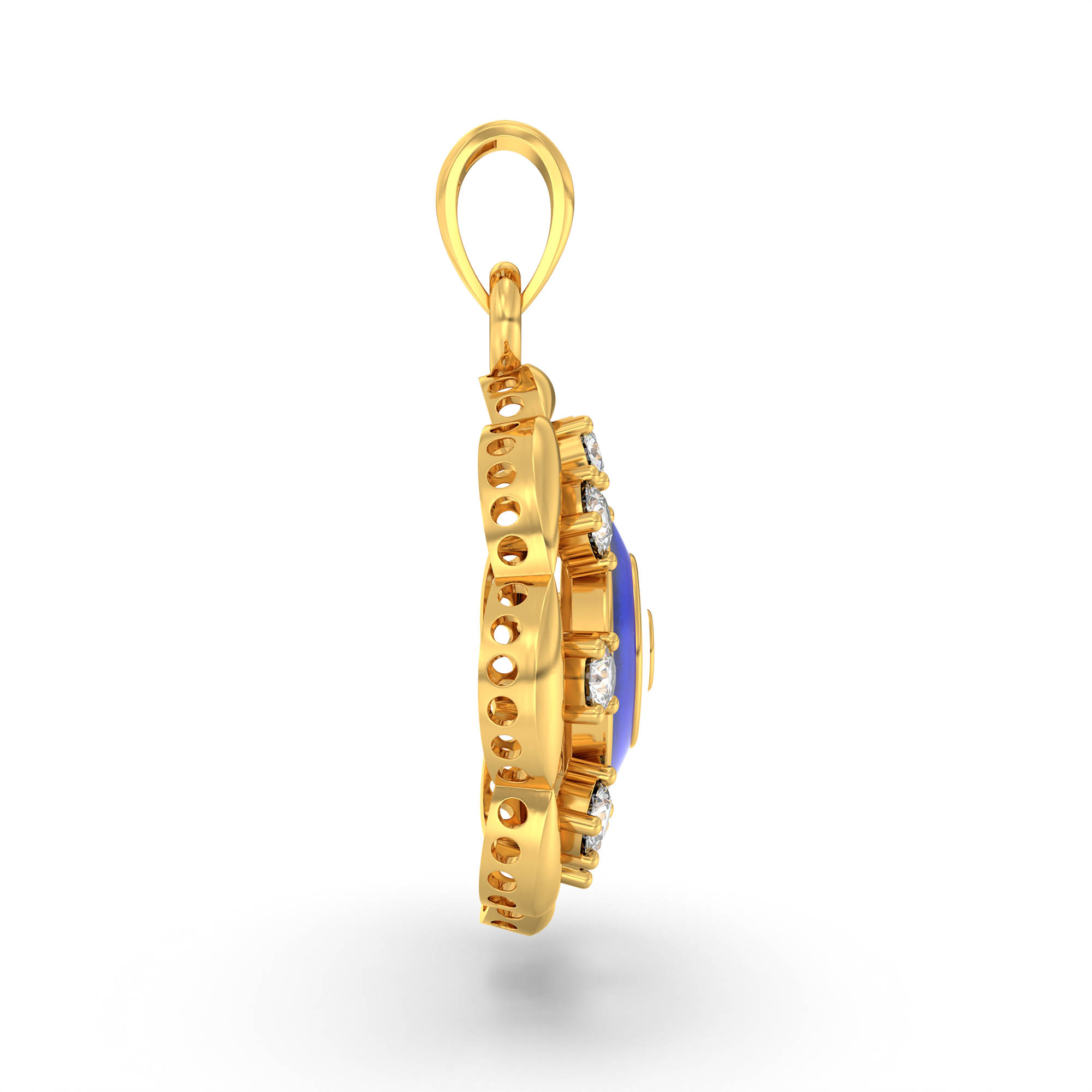 Evil Eye Pendant with Lab-Grown Diamonds in 22K Yellow Gold – 0.2 Ct thumbnail