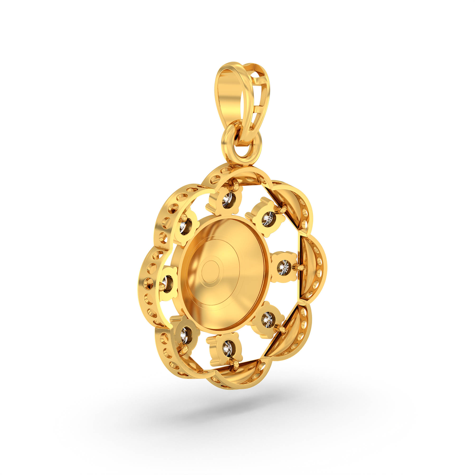 Evil Eye Pendant with Lab-Grown Diamonds in 22K Yellow Gold – 0.2 Ct thumbnail
