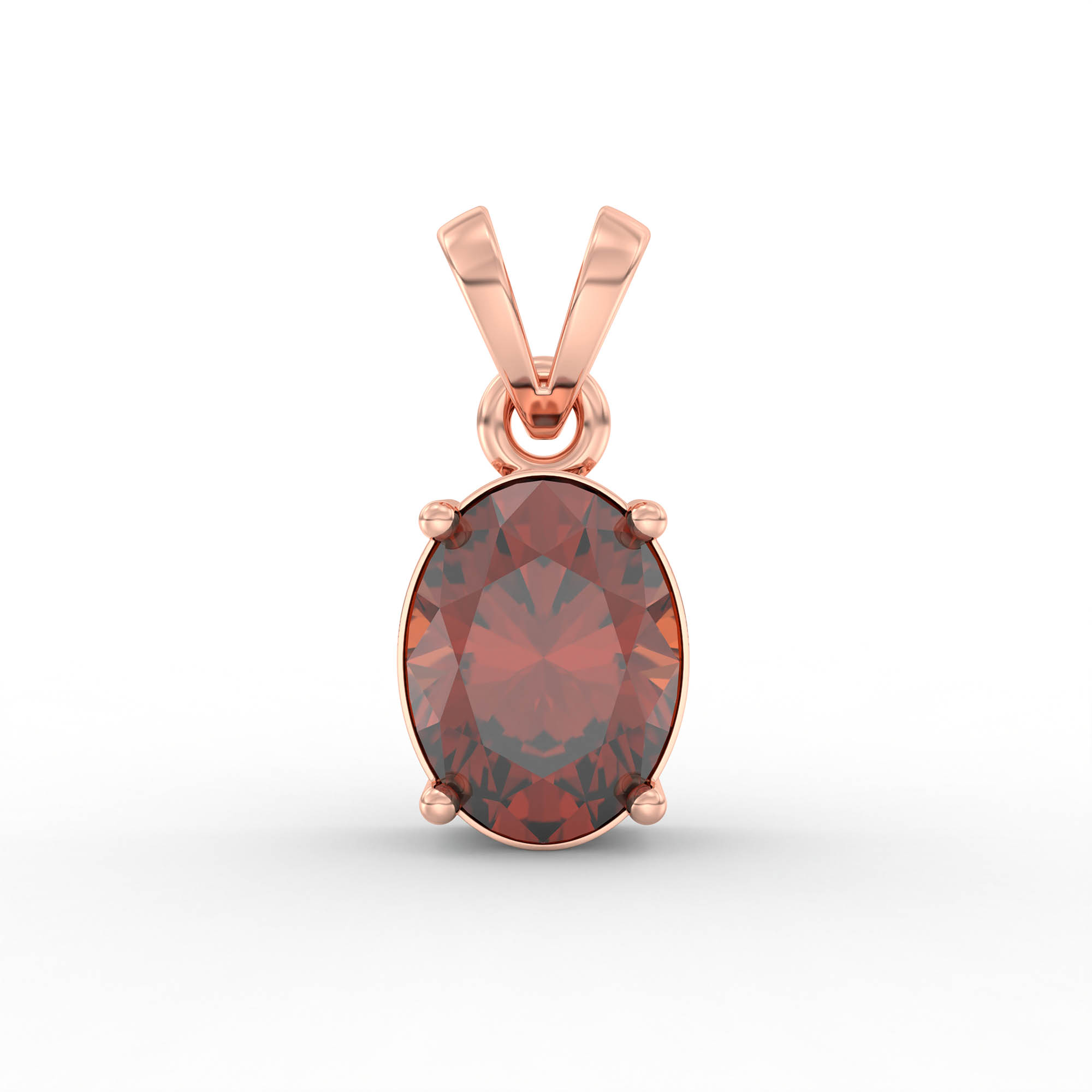 Hessonite (Gomed) Pendant in 18K Rose Gold – Oval 8x6 mm, Prong Setting, 1 g (Design K1-1) thumbnail