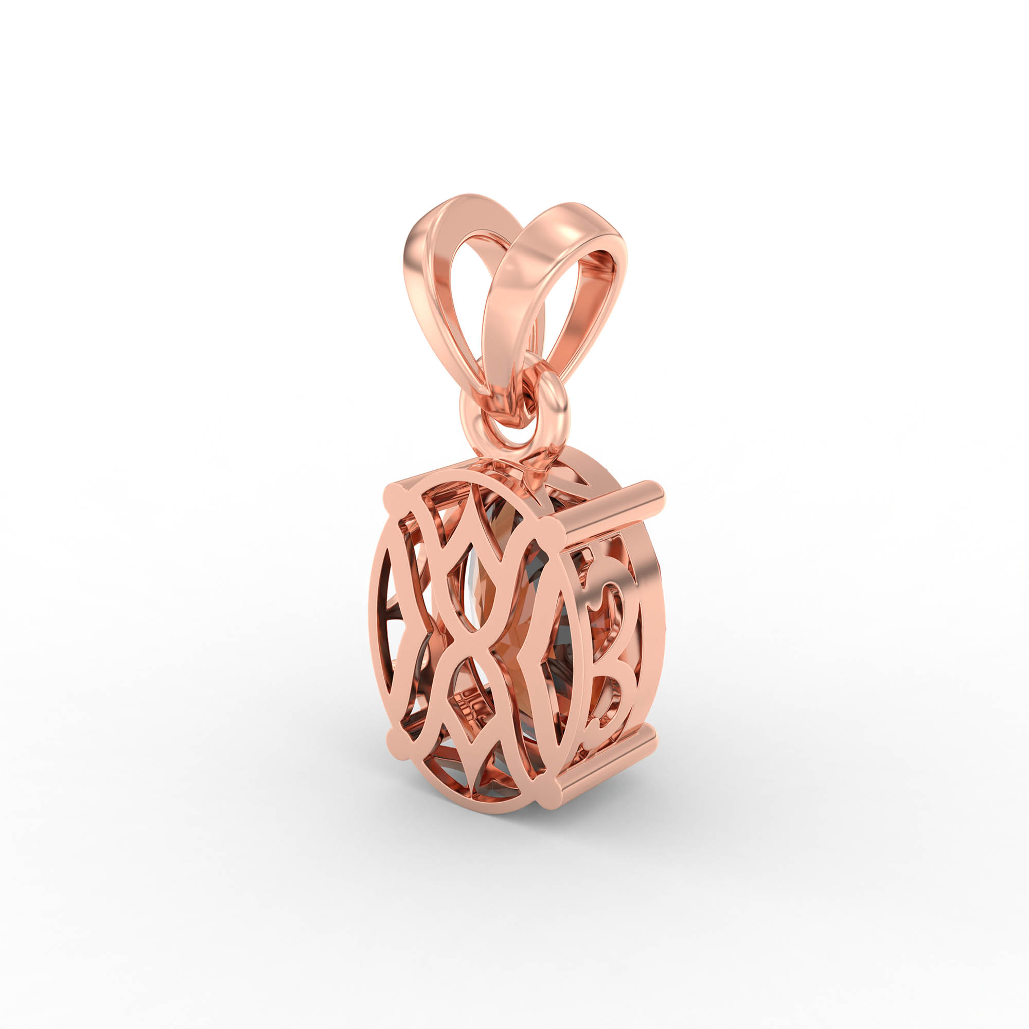 Hessonite (Gomed) Pendant in 18K Rose Gold – Oval 8x6 mm, Prong Setting, 1 g (Design K1-1) thumbnail