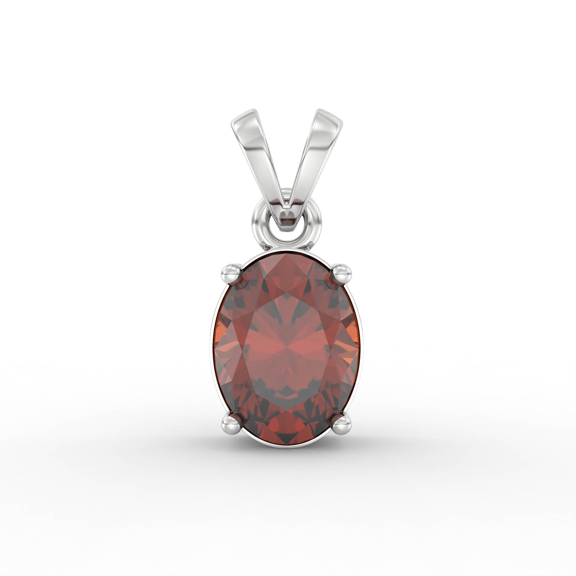 Hessonite (Gomed) Pendant in 18K White Gold – Oval 8x6 mm, Prong Setting, 1 g (Design K1-1) thumbnail
