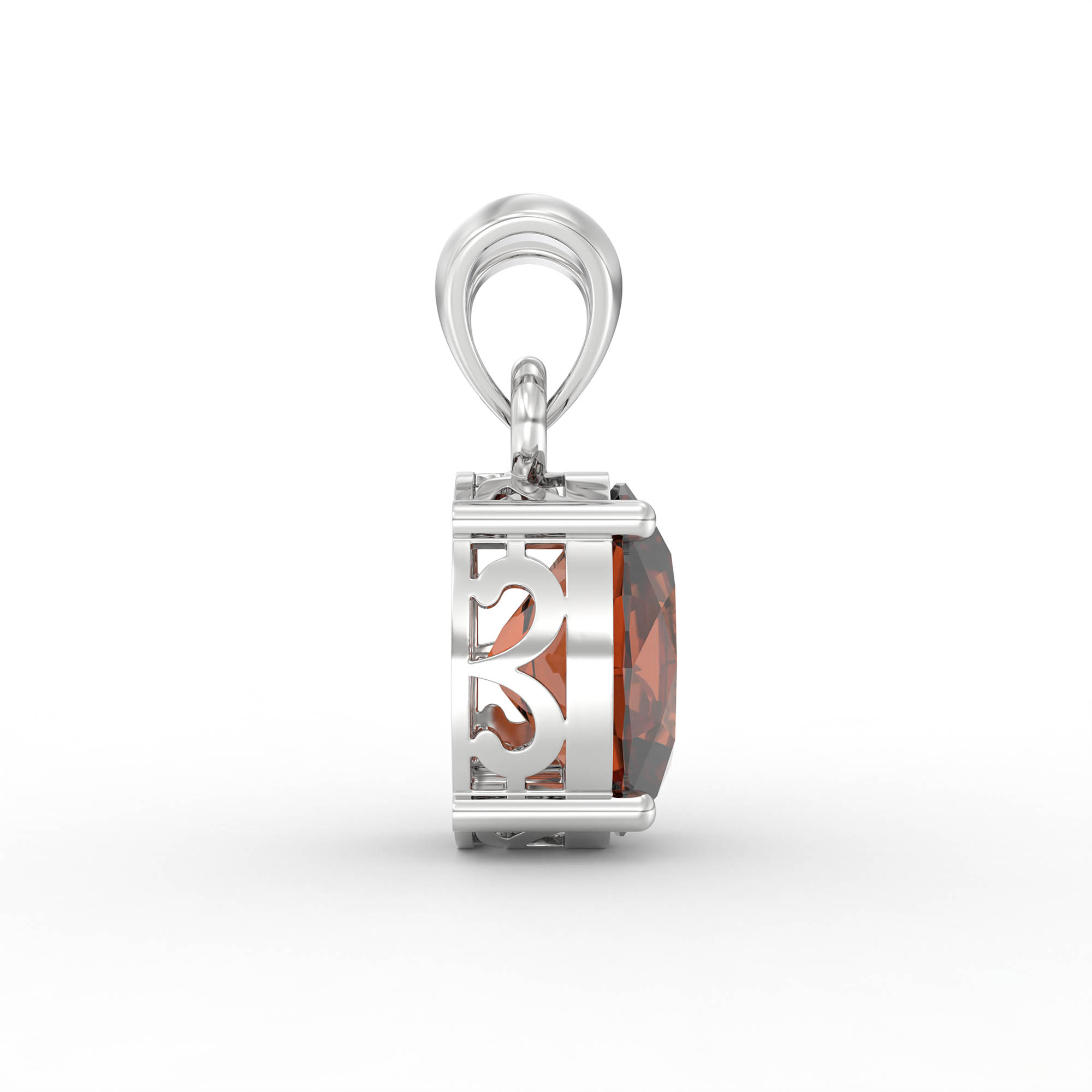 Hessonite (Gomed) Pendant in 18K White Gold – Oval 8x6 mm, Prong Setting, 1 g (Design K1-1) thumbnail