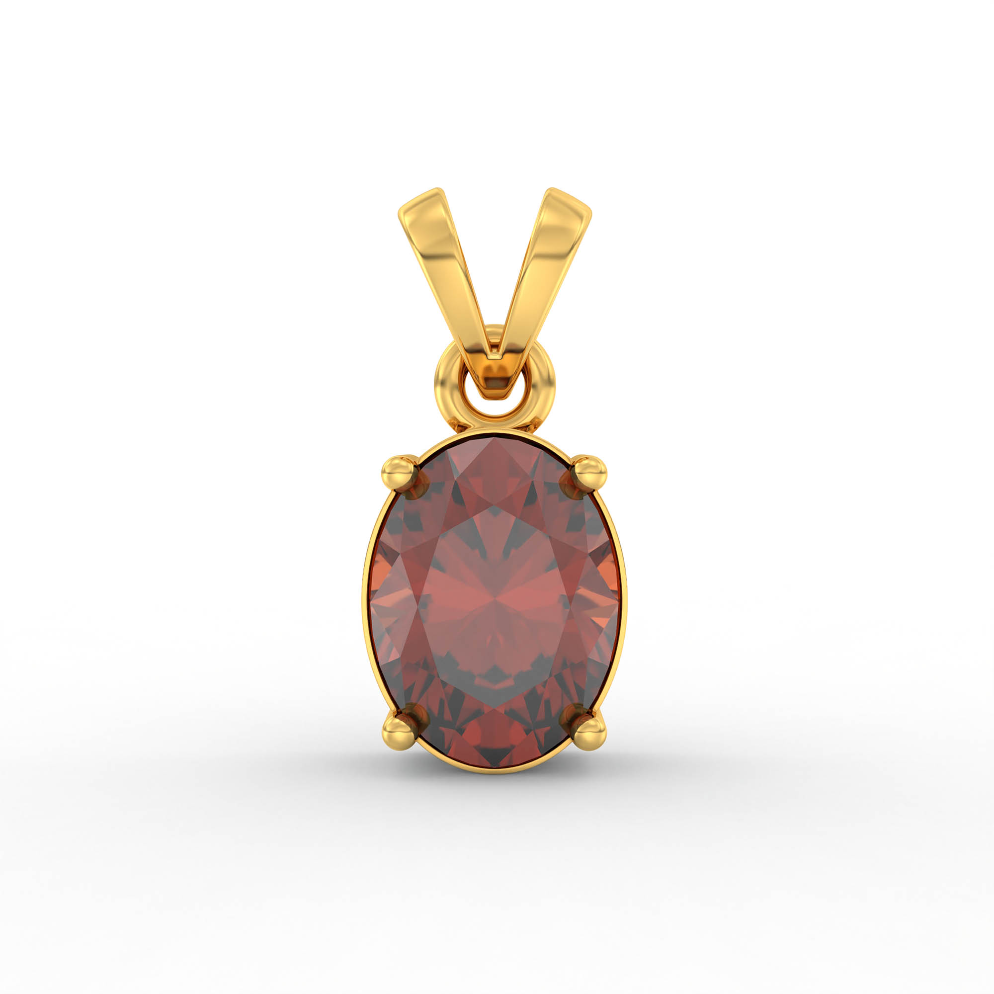 Hessonite (Gomed) Pendant in 22K Yellow Gold – Oval 8x6 mm, Prong Setting, 1 g (Design K1-1) thumbnail