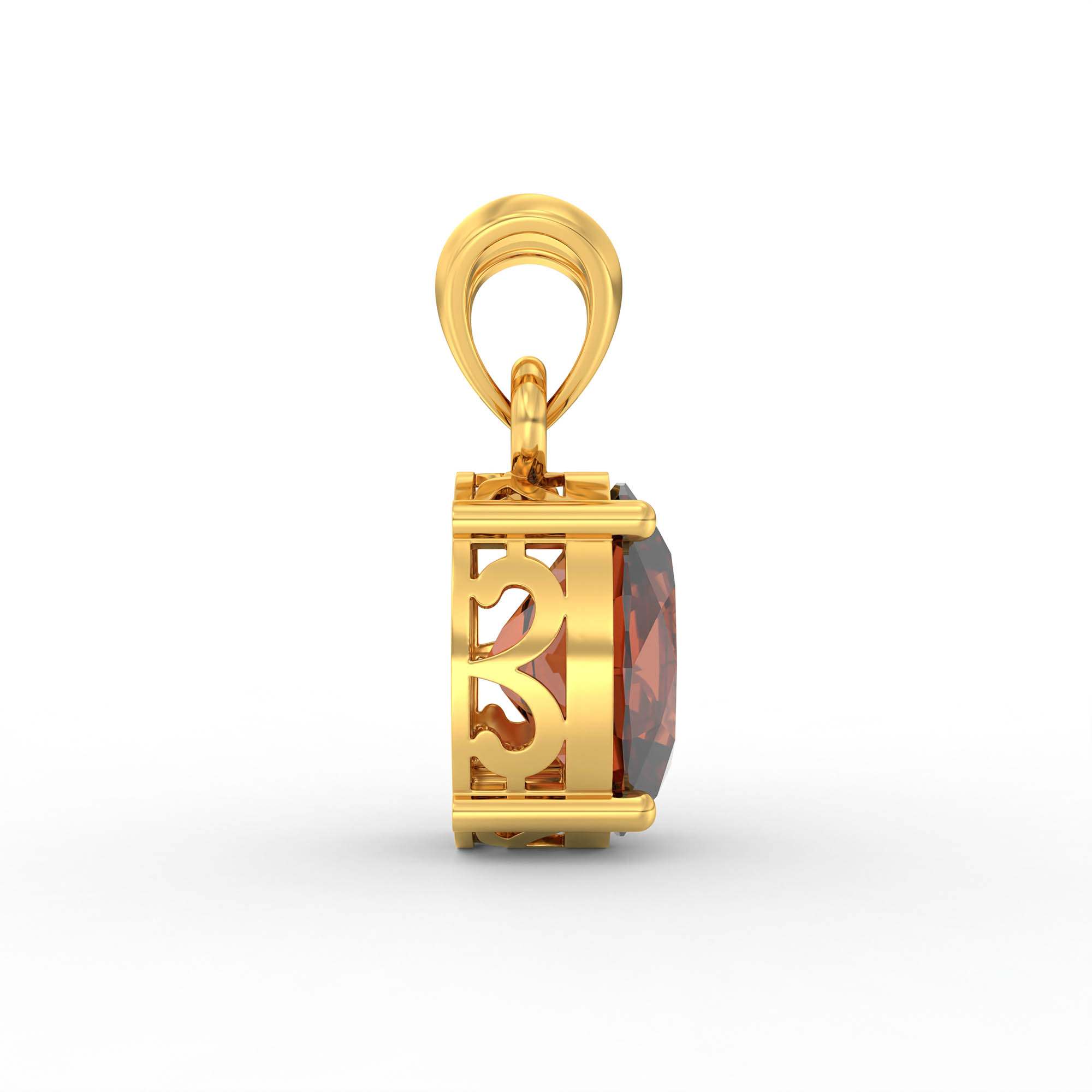 Hessonite (Gomed) Pendant in 22K Yellow Gold – Oval 8x6 mm, Prong Setting, 1 g (Design K1-1) thumbnail