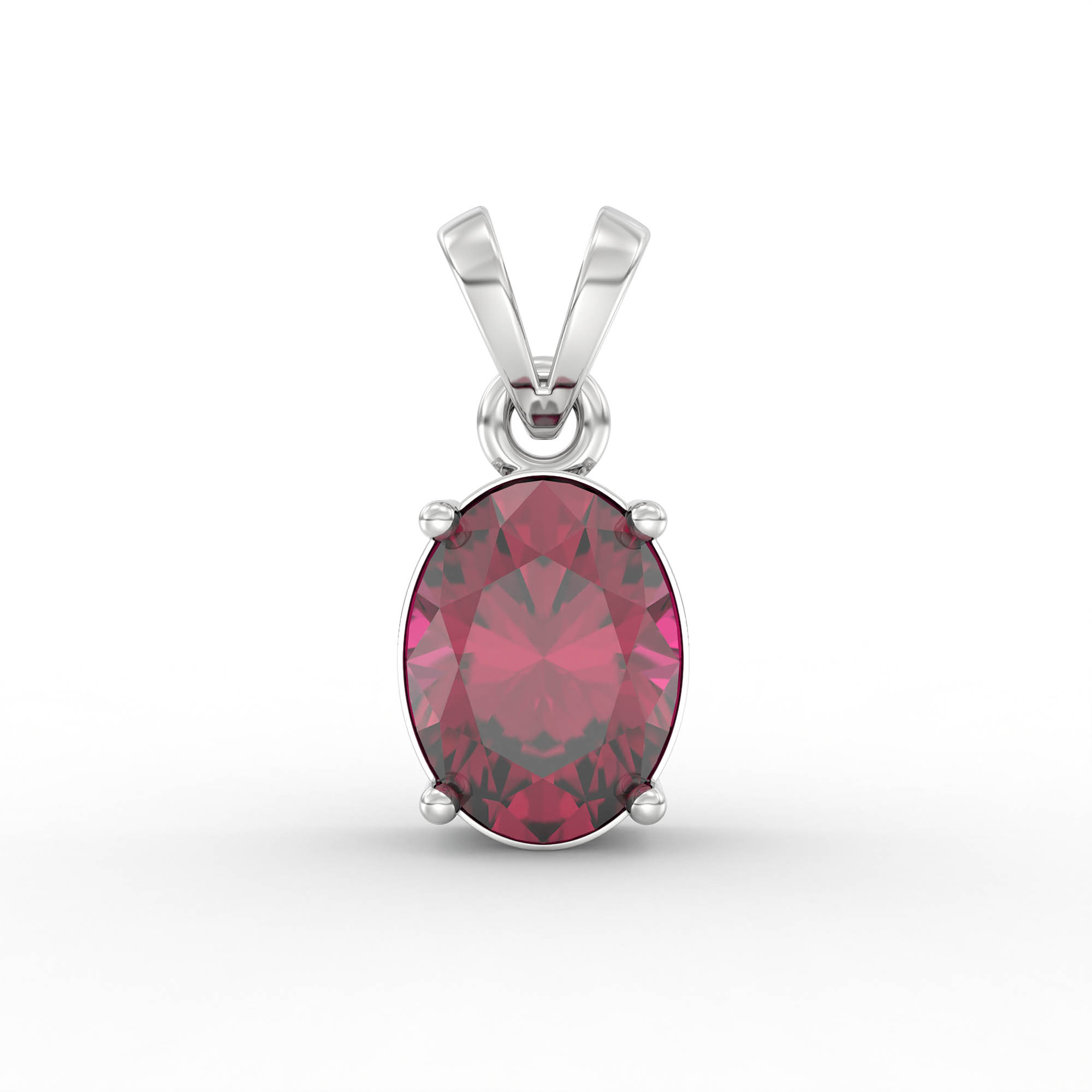 Ruby (Manik) Pendant in 18K White Gold – Oval 8x6 mm, Prong Setting, 1 g (Design K1-1) thumbnail