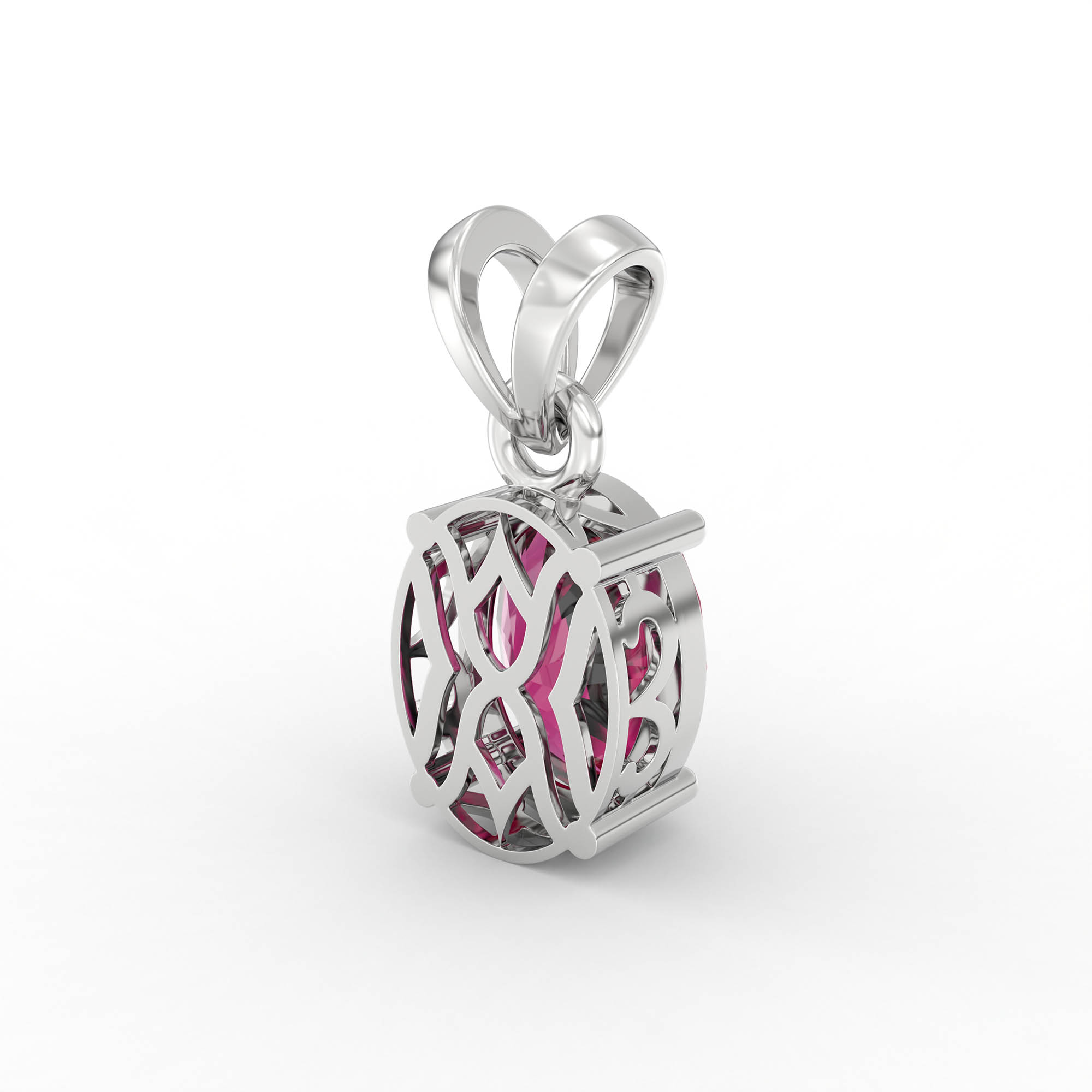 Ruby (Manik) Pendant in 18K White Gold – Oval 8x6 mm, Prong Setting, 1 g (Design K1-1) thumbnail