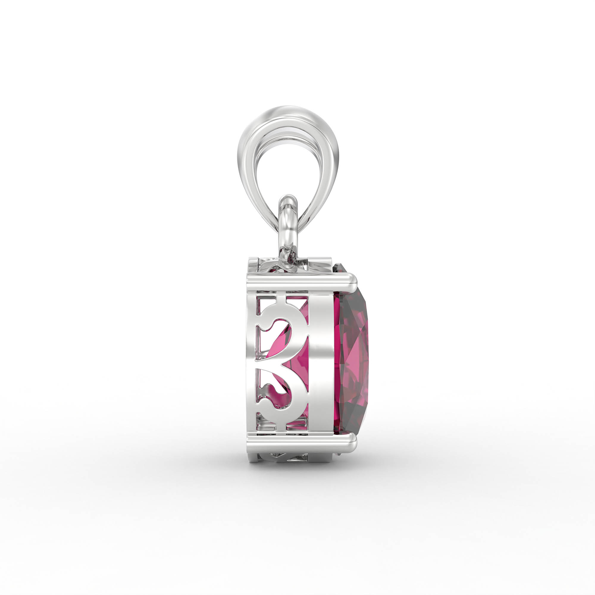 Ruby (Manik) Pendant in 18K White Gold – Oval 8x6 mm, Prong Setting, 1 g (Design K1-1) thumbnail