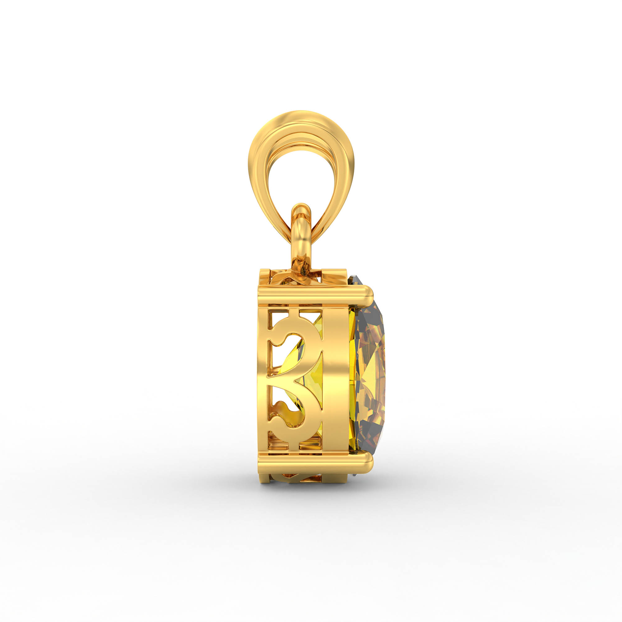 Yellow Sapphire (Pukhraj) Pendant in 22K Yellow Gold – Oval 8x6 mm, Prong Setting, 1 g (Design K1-1) thumbnail