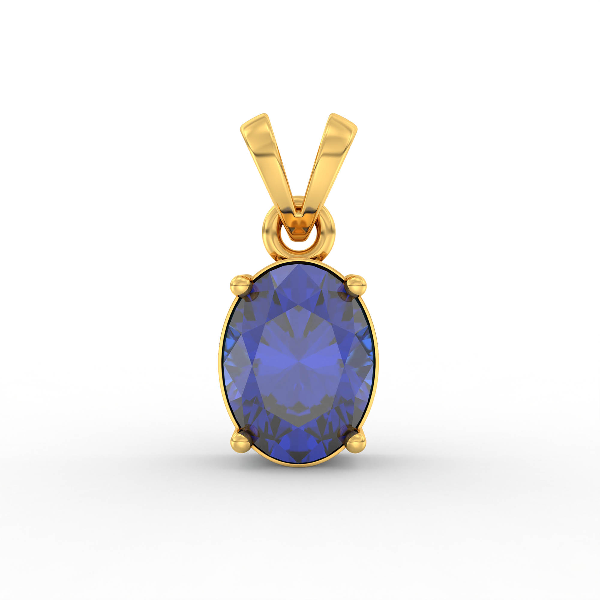 Blue Sapphire (Neelam) Pendant in 22K Yellow Gold – Oval 8x6 mm, Prong Setting, 1 g (Design K1-2) thumbnail