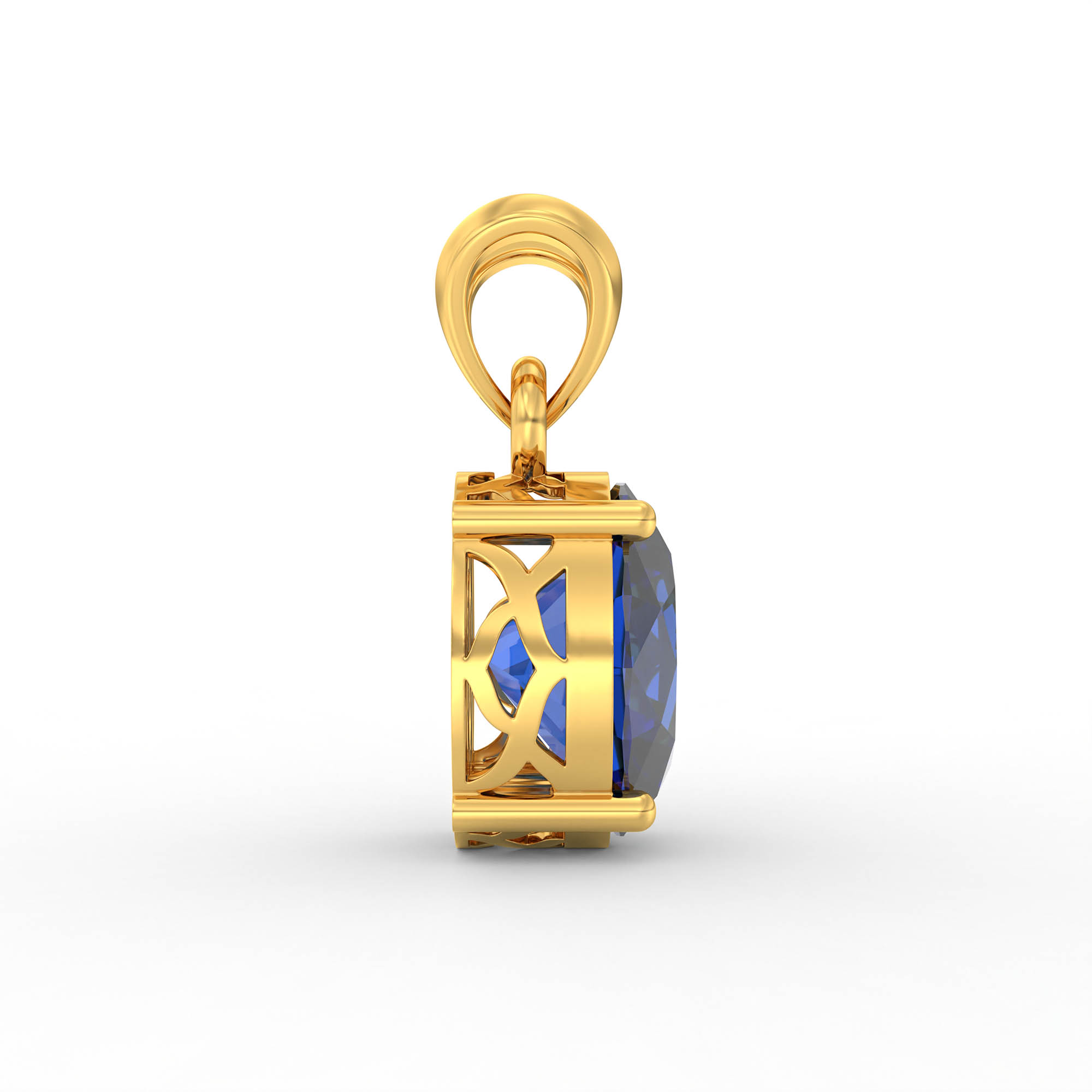 Blue Sapphire (Neelam) Pendant in 22K Yellow Gold – Oval 8x6 mm, Prong Setting, 1 g (Design K1-2) thumbnail