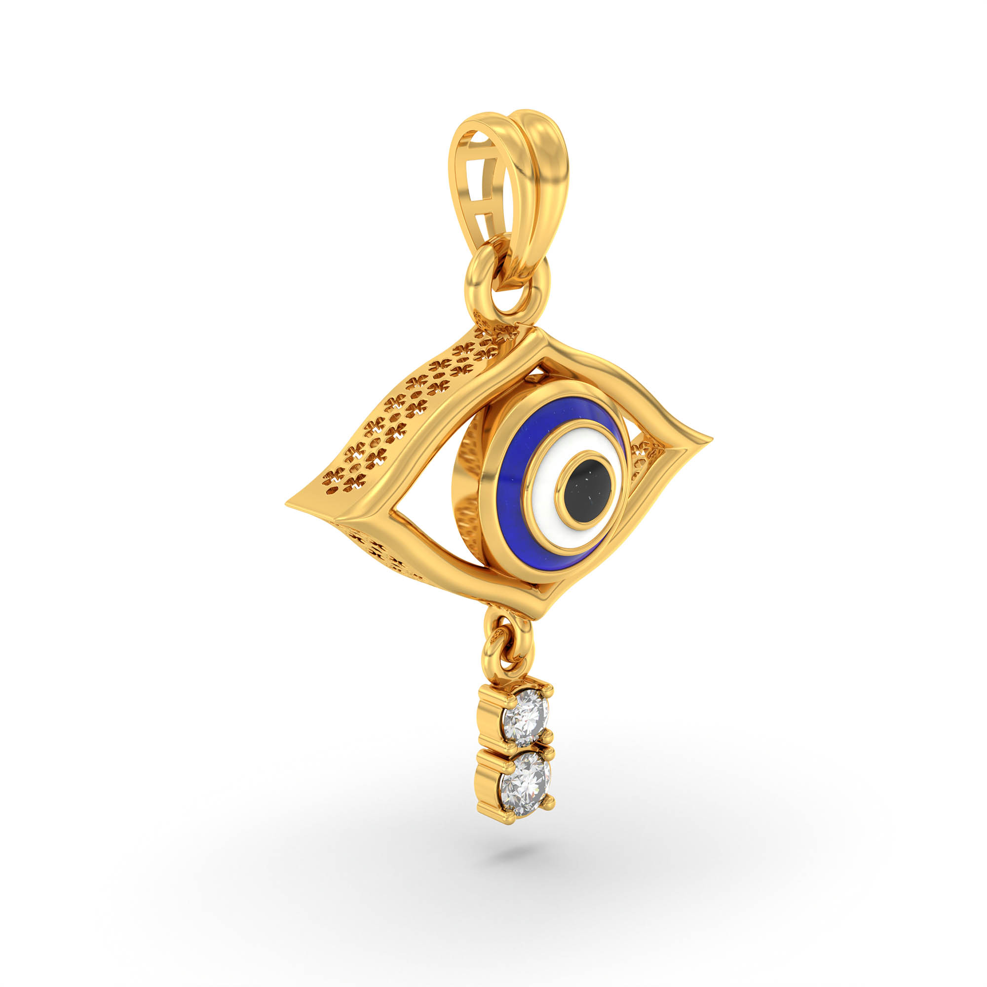 Evil Eye Pendant with Lab-Grown Diamonds in 22K Yellow Gold – 0.03 Ct thumbnail