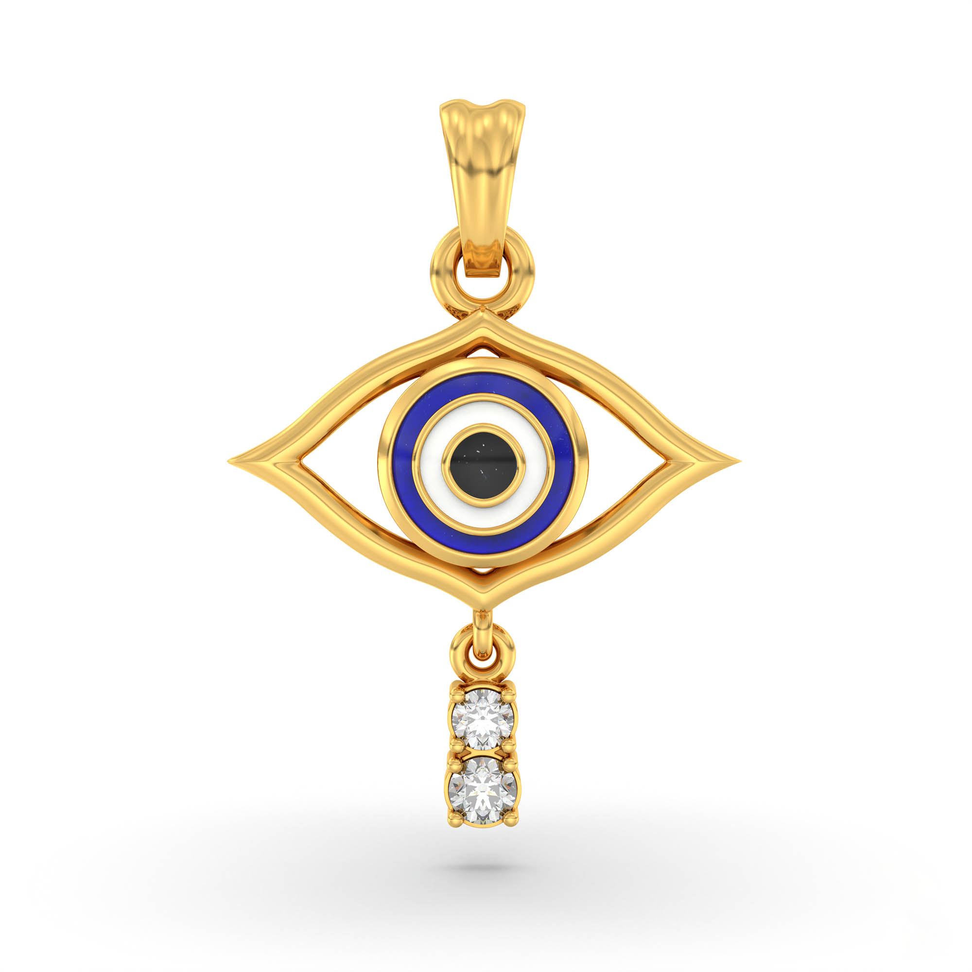Evil Eye Pendant with Lab-Grown Diamonds in 22K Yellow Gold – 0.03 Ct thumbnail