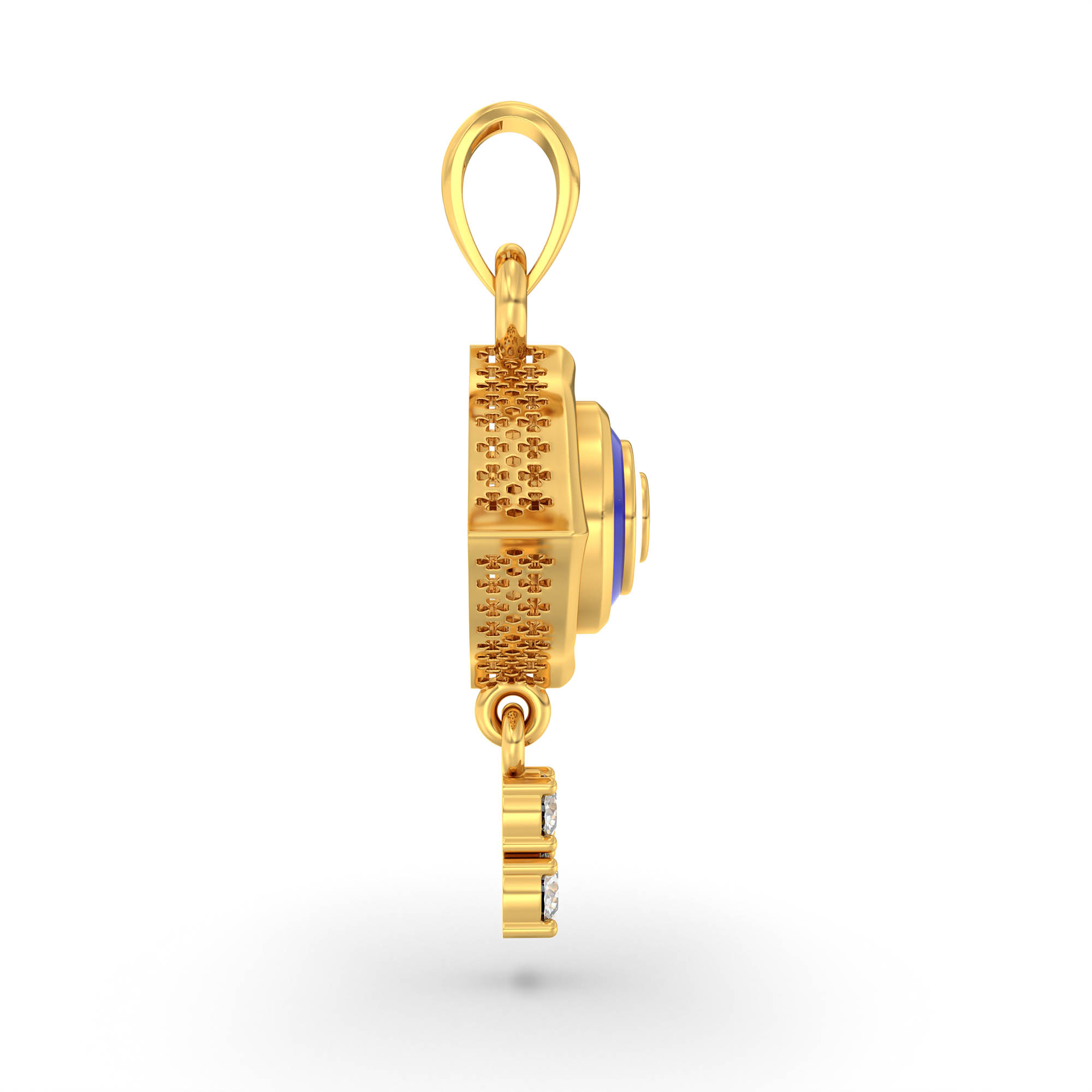 Evil Eye Pendant with Lab-Grown Diamonds in 22K Yellow Gold – 0.03 Ct thumbnail