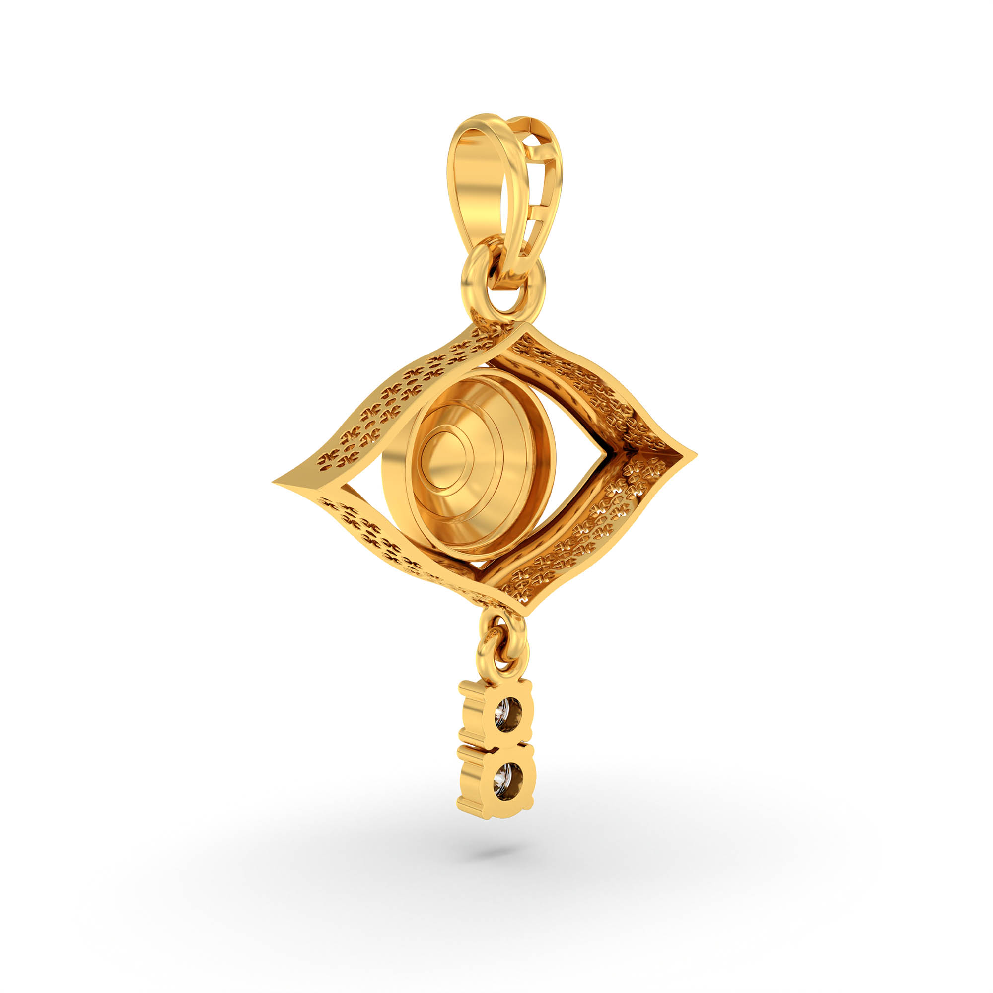 Evil Eye Pendant with Lab-Grown Diamonds in 22K Yellow Gold – 0.03 Ct thumbnail