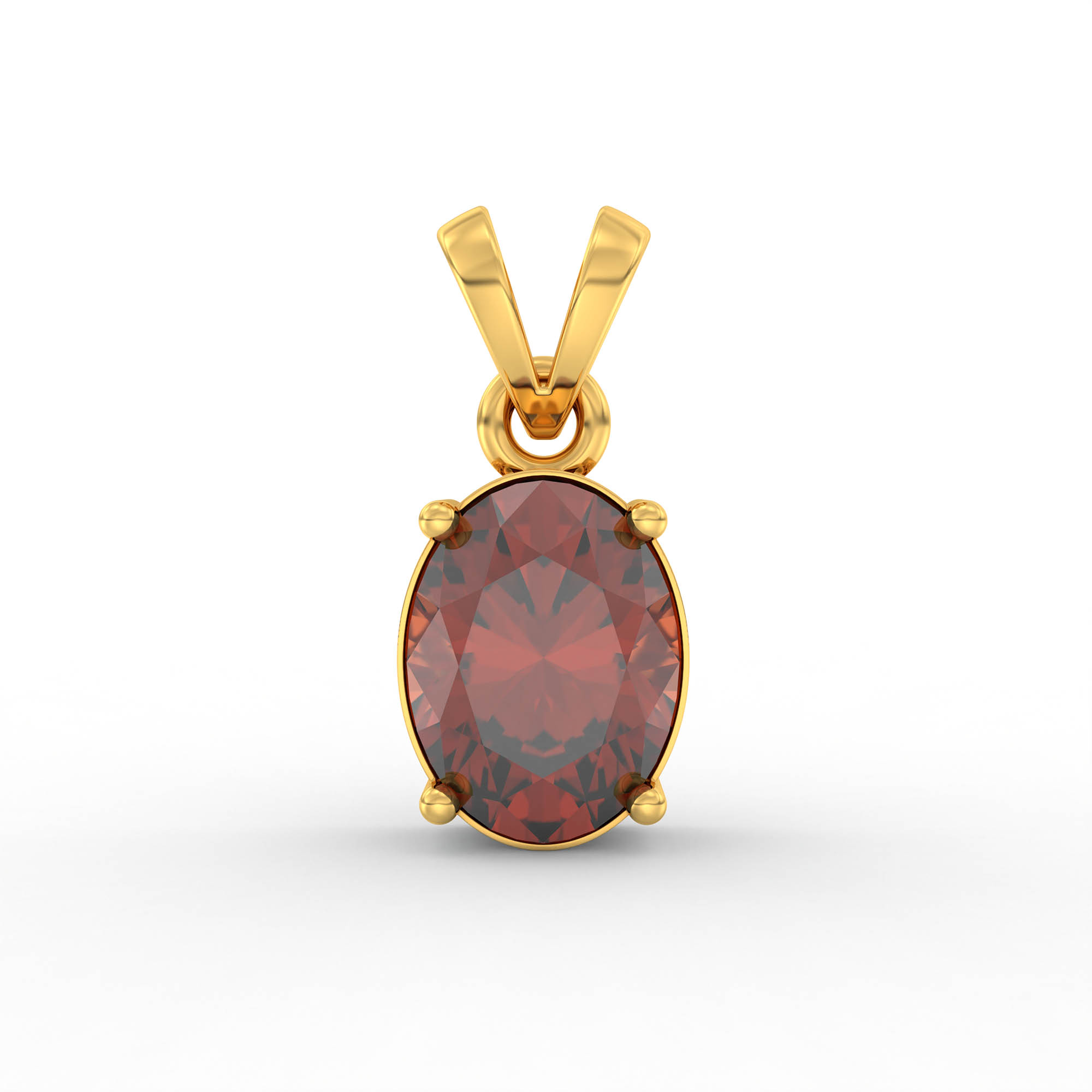 Hessonite (Gomed) Pendant in 22K Yellow Gold – Oval 8x6 mm, Prong Setting, 1 g (Design K1-2) thumbnail